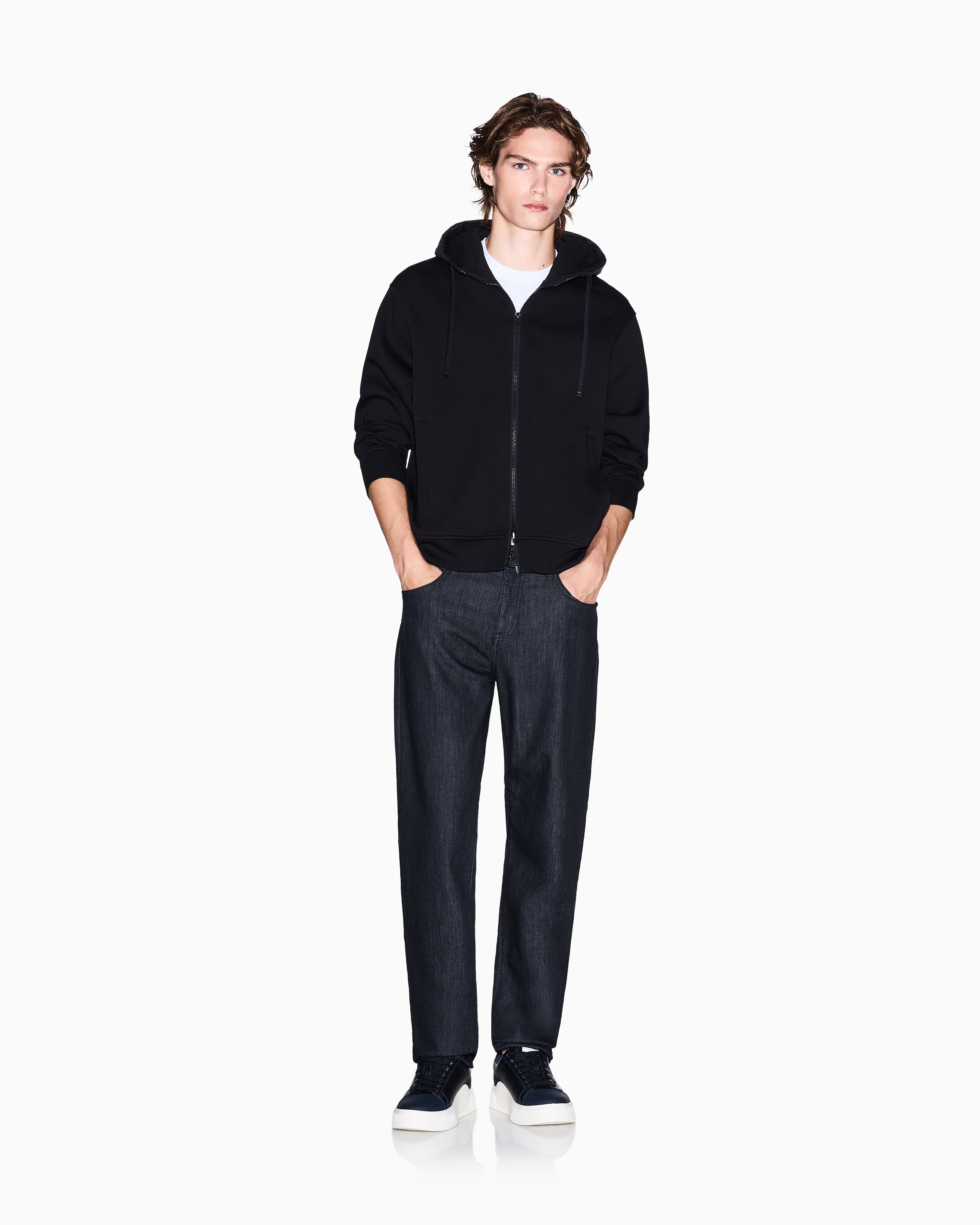 Zip-up sweatshirt with contrasting hood | Armani Exchange