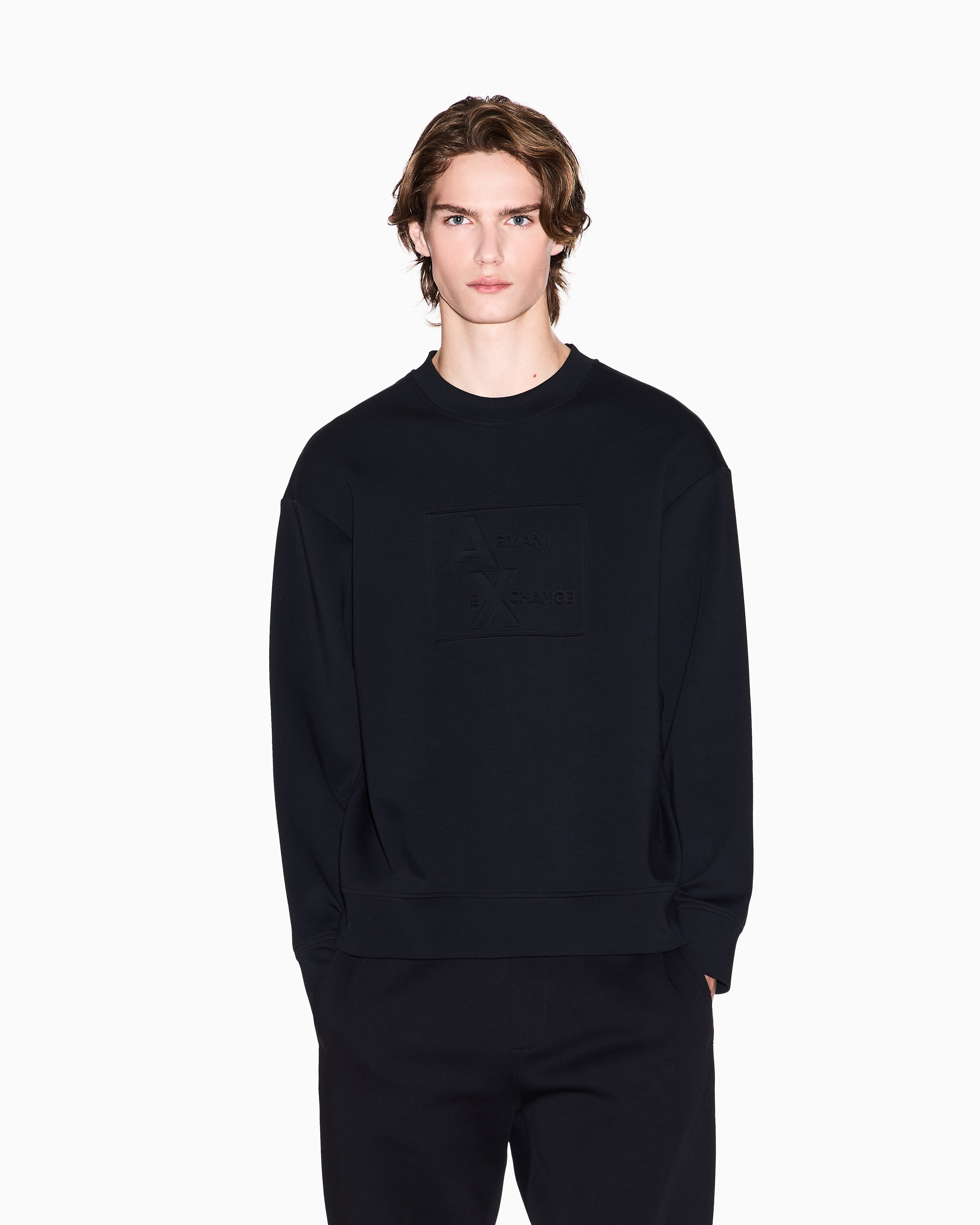Armani Exchange - Sweatshirt with embossed logo, Man, Black, Size: