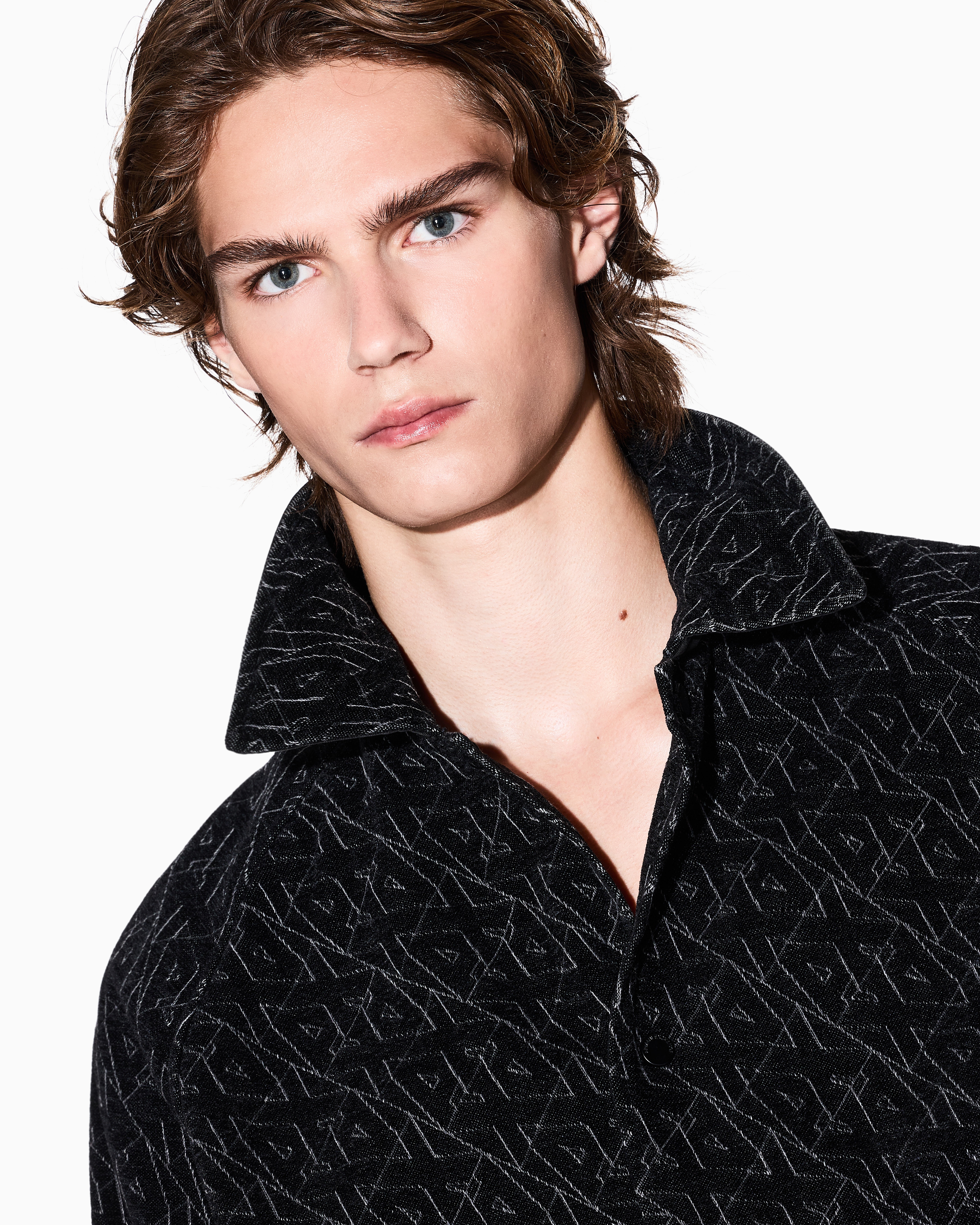 Armani Exchange - Jacquard blouson with allover logo, Man, Black, Size: