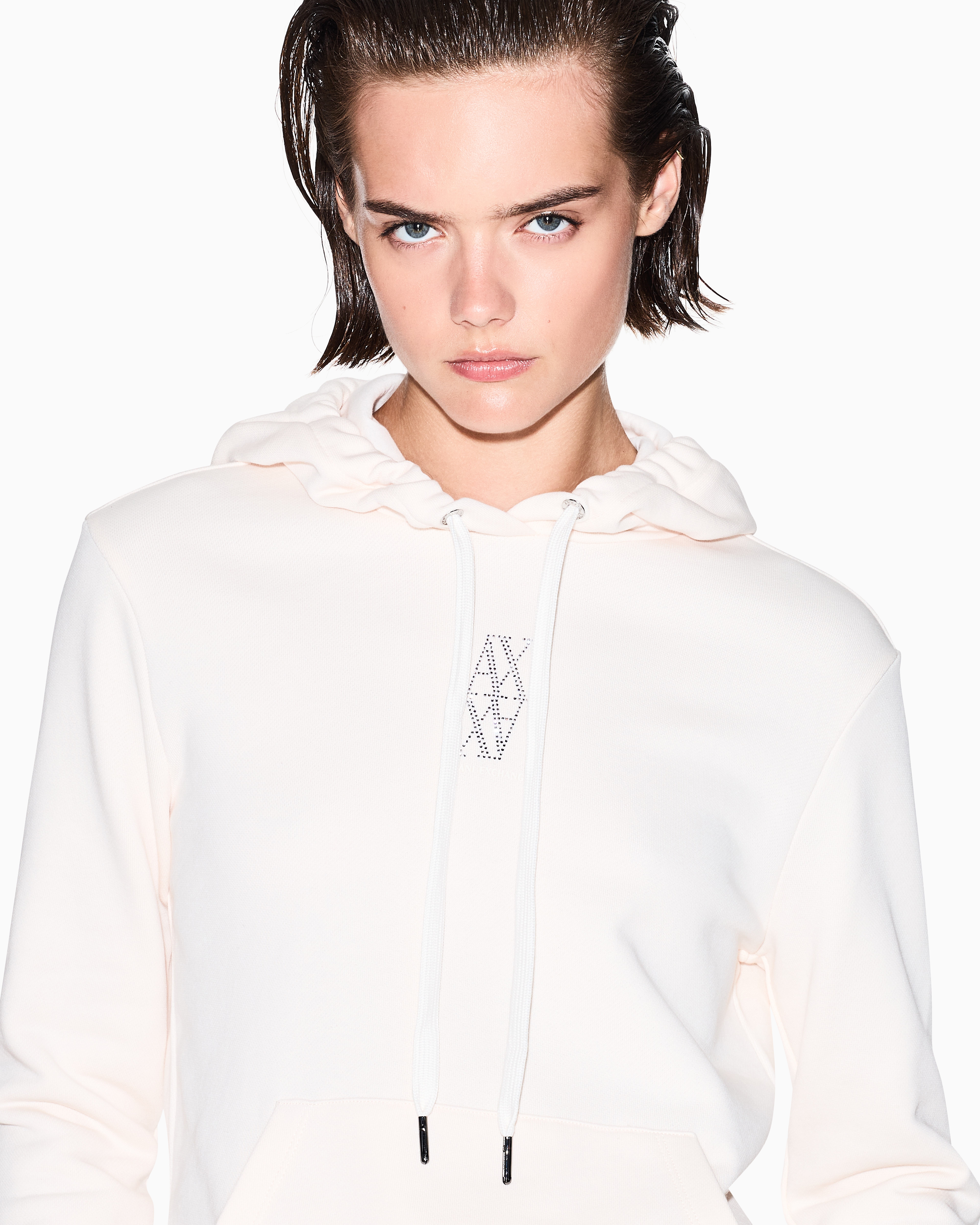 Armani Exchange - Hoodie with small logo, Woman, White, Size: