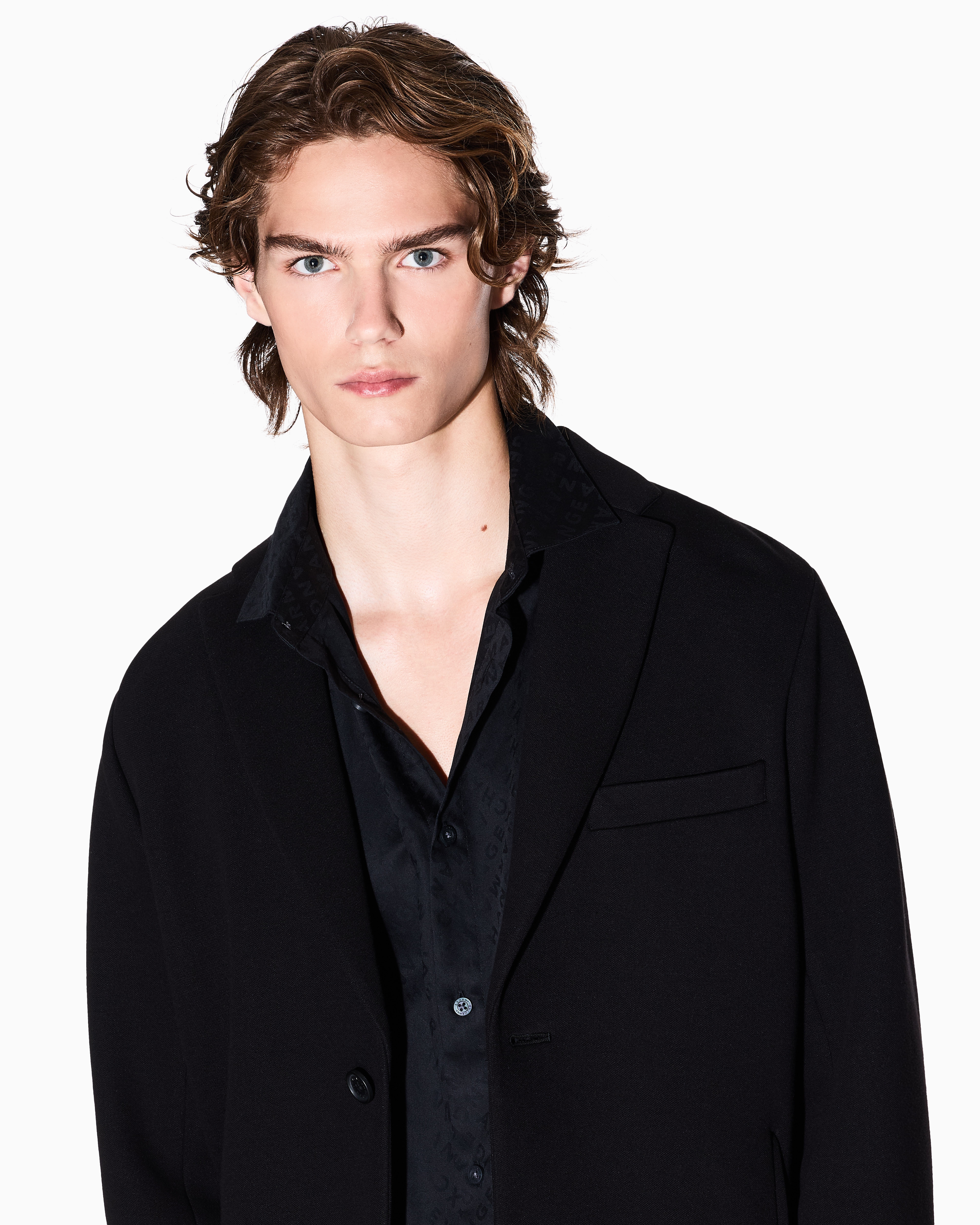 Armani Exchange - Single-breasted piquet jacket, Man, Black, Size: