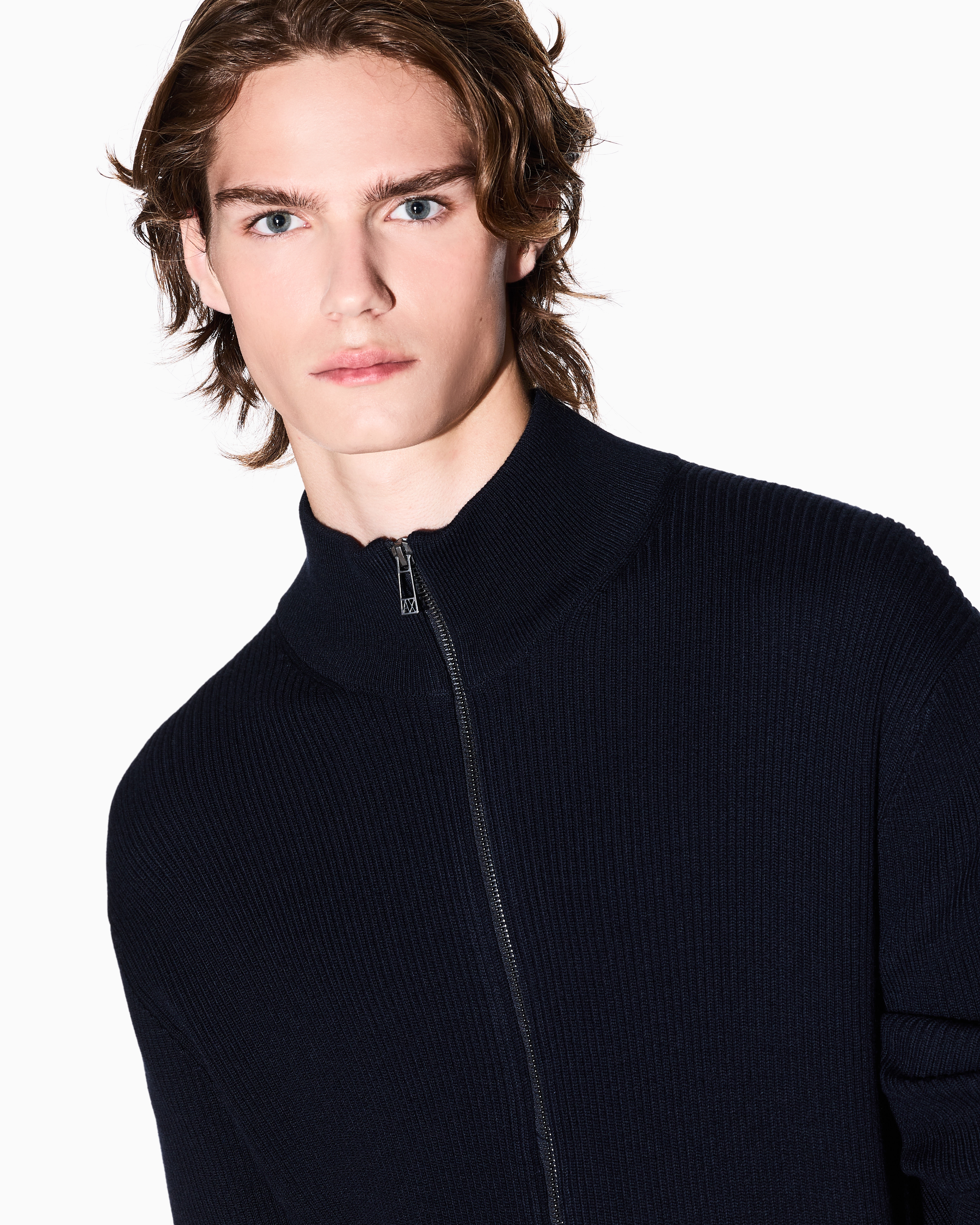 Giorgio Armani ダークネイビー カーディガン ジップアップカーディガン カシミア | Giorgio Armani