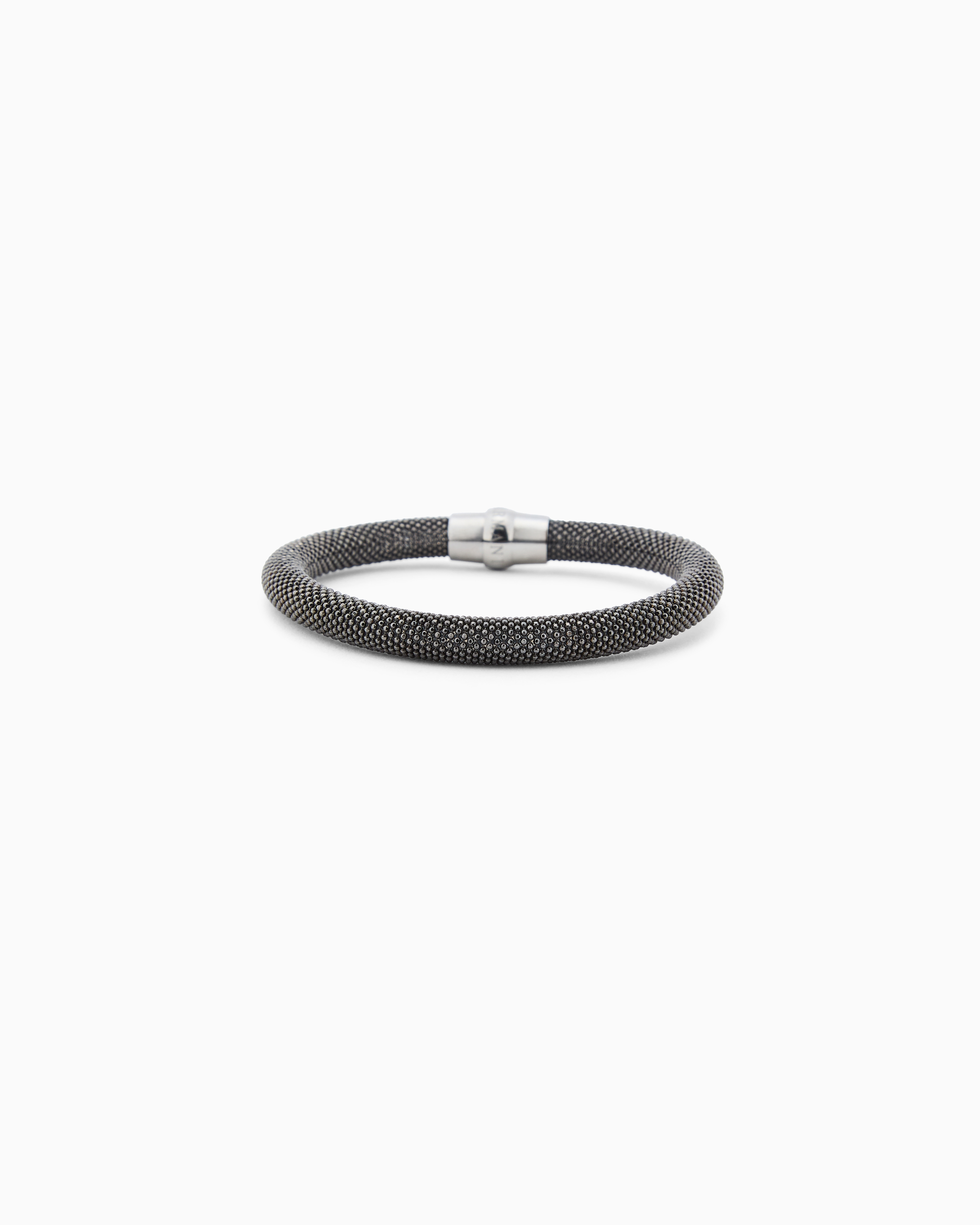 Giorgio Armani Black Tubular Silver Bracelet