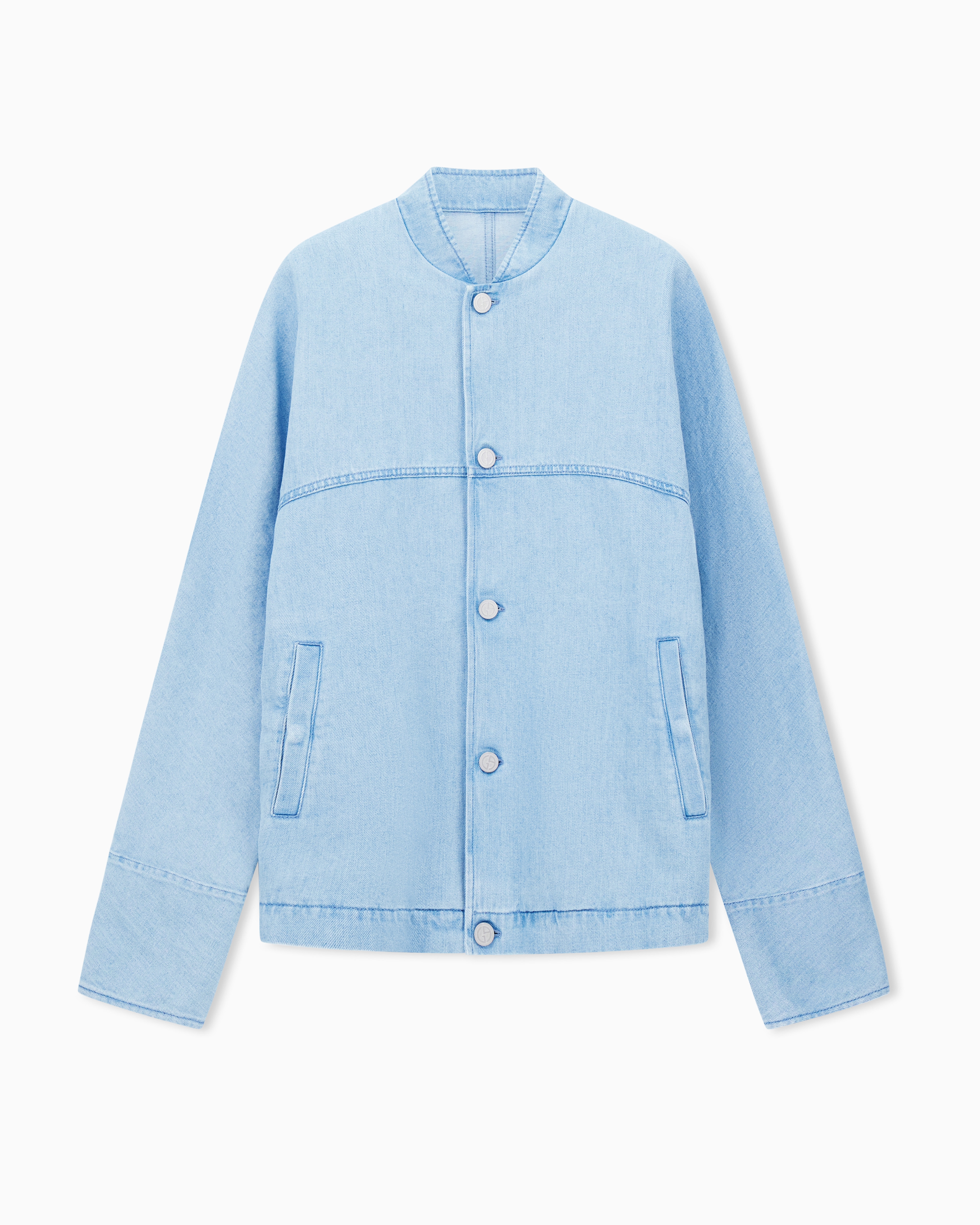 Giorgio Armani Blue Cotton And Linen Denim Blouson Denim Collection