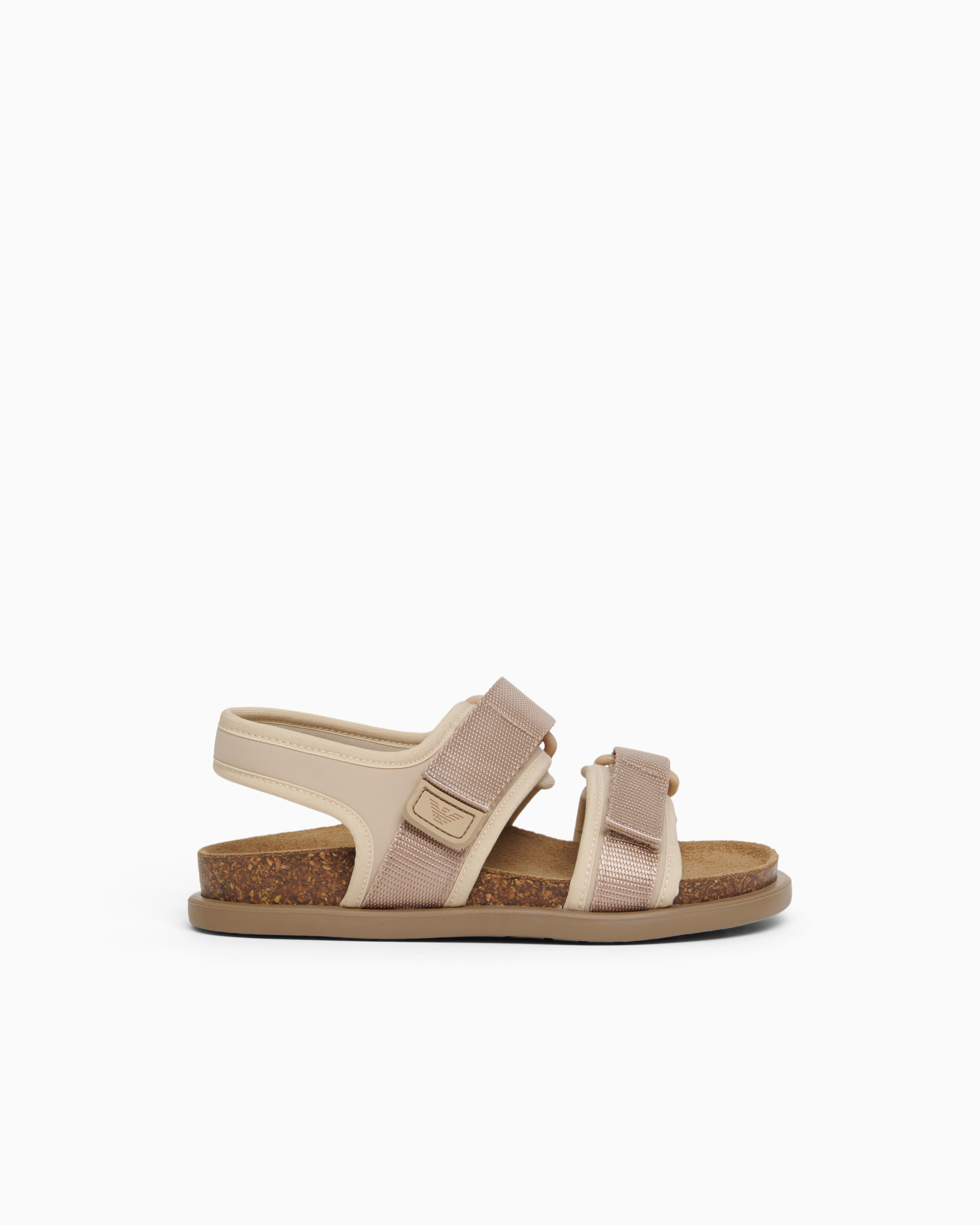 Emporio Armani Women's Beige Stretch Fabric Sandals With Strap