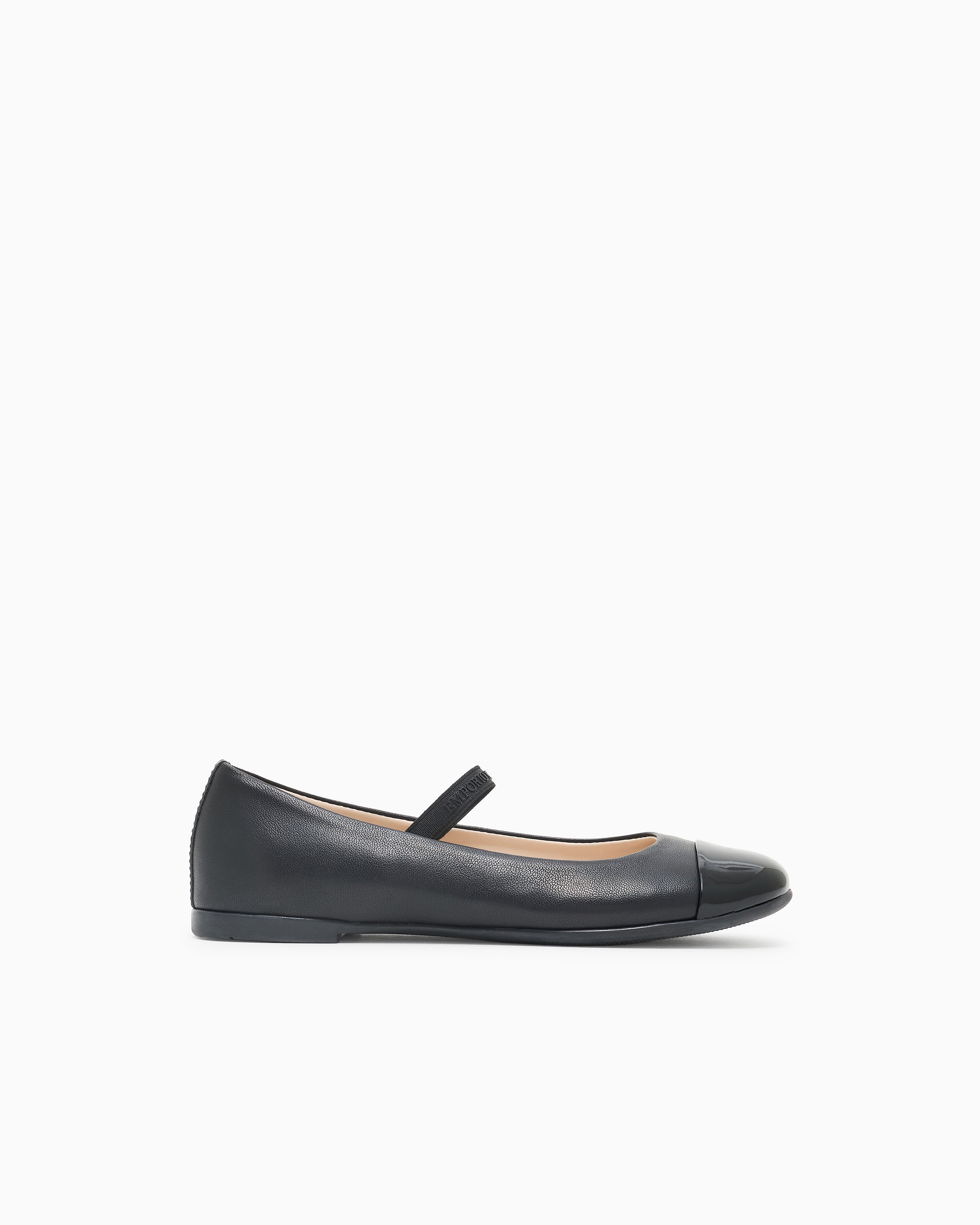 Emporio Armani - Nappa-leather ballerinas with patent leather toe, Girl, Black, Size:
