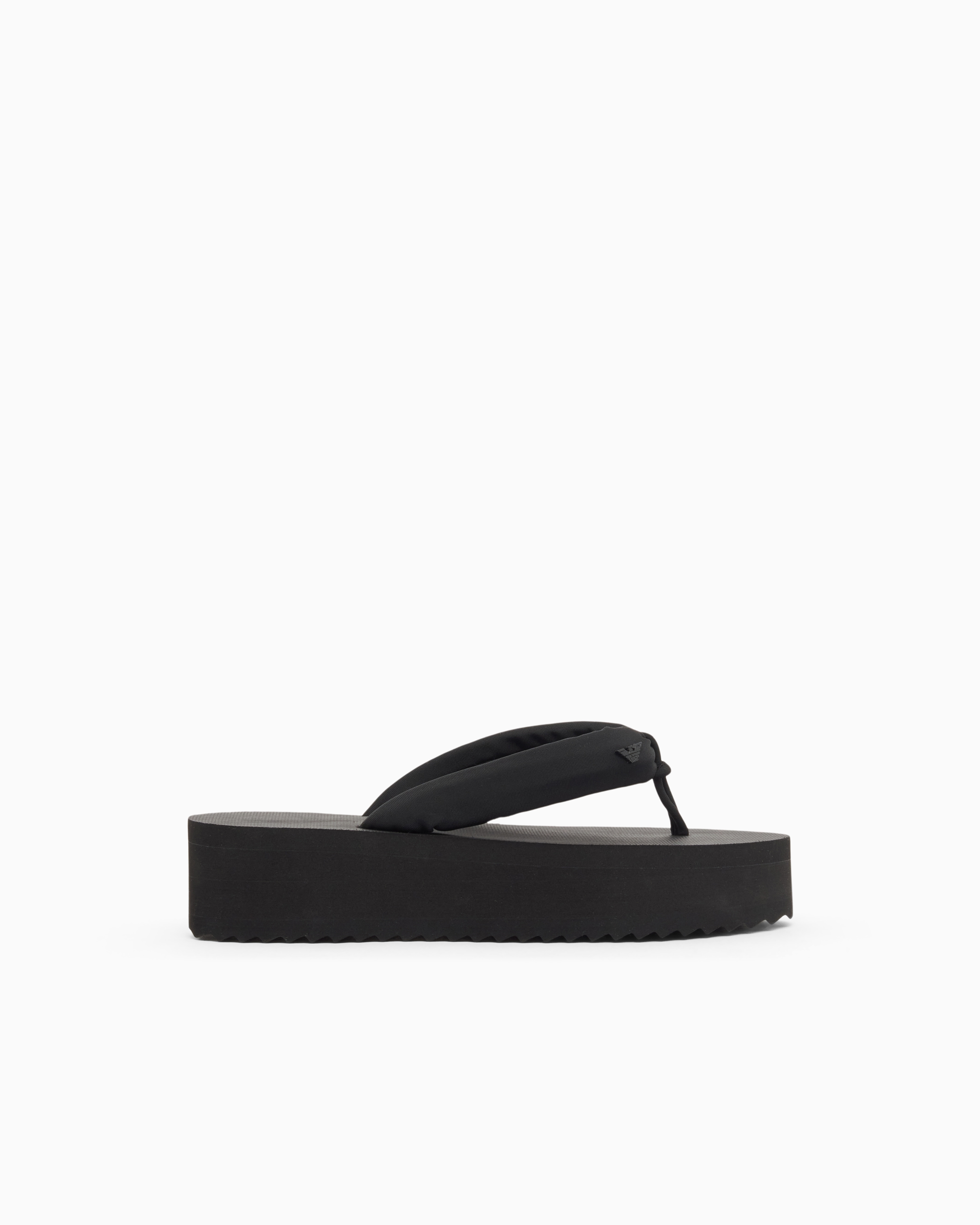 Emporio Armani Unisex Black Flip-Flops With Rubber Wedge