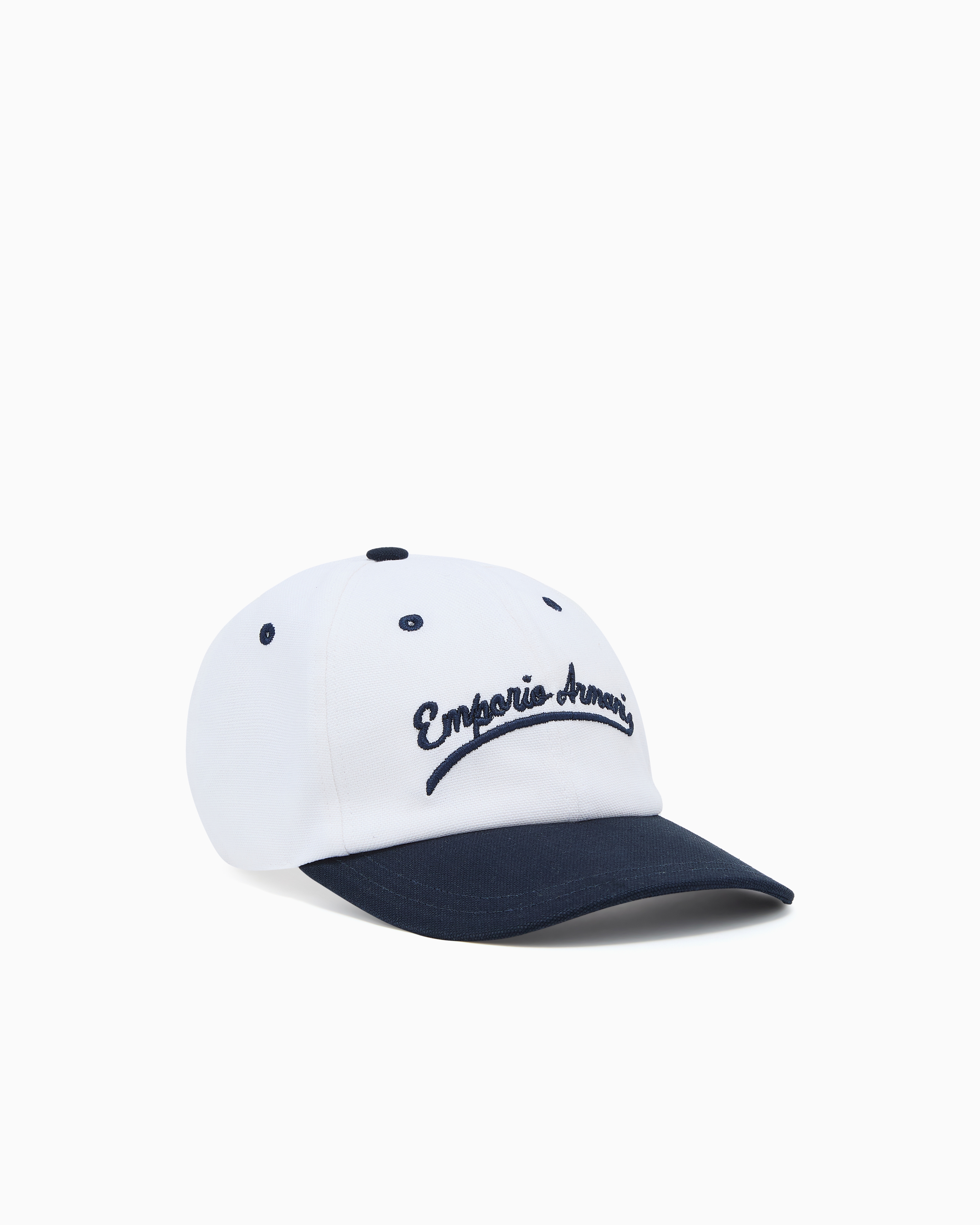 Emporio Armani Two-Tone Canvas Baseball Cap With Embroidered Logo