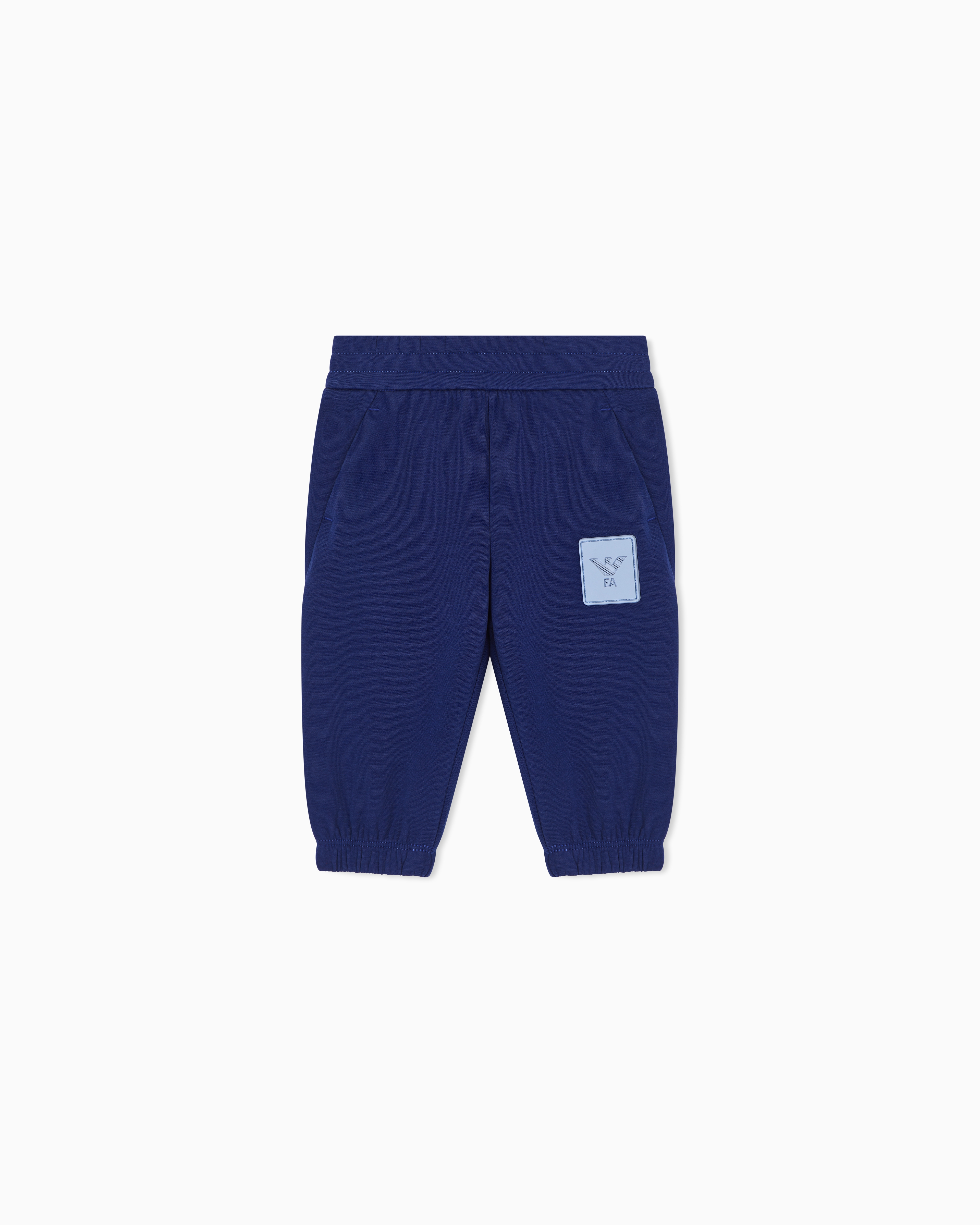Emporio Armani Blue Double-Jersey Joggers With Eagle Patch