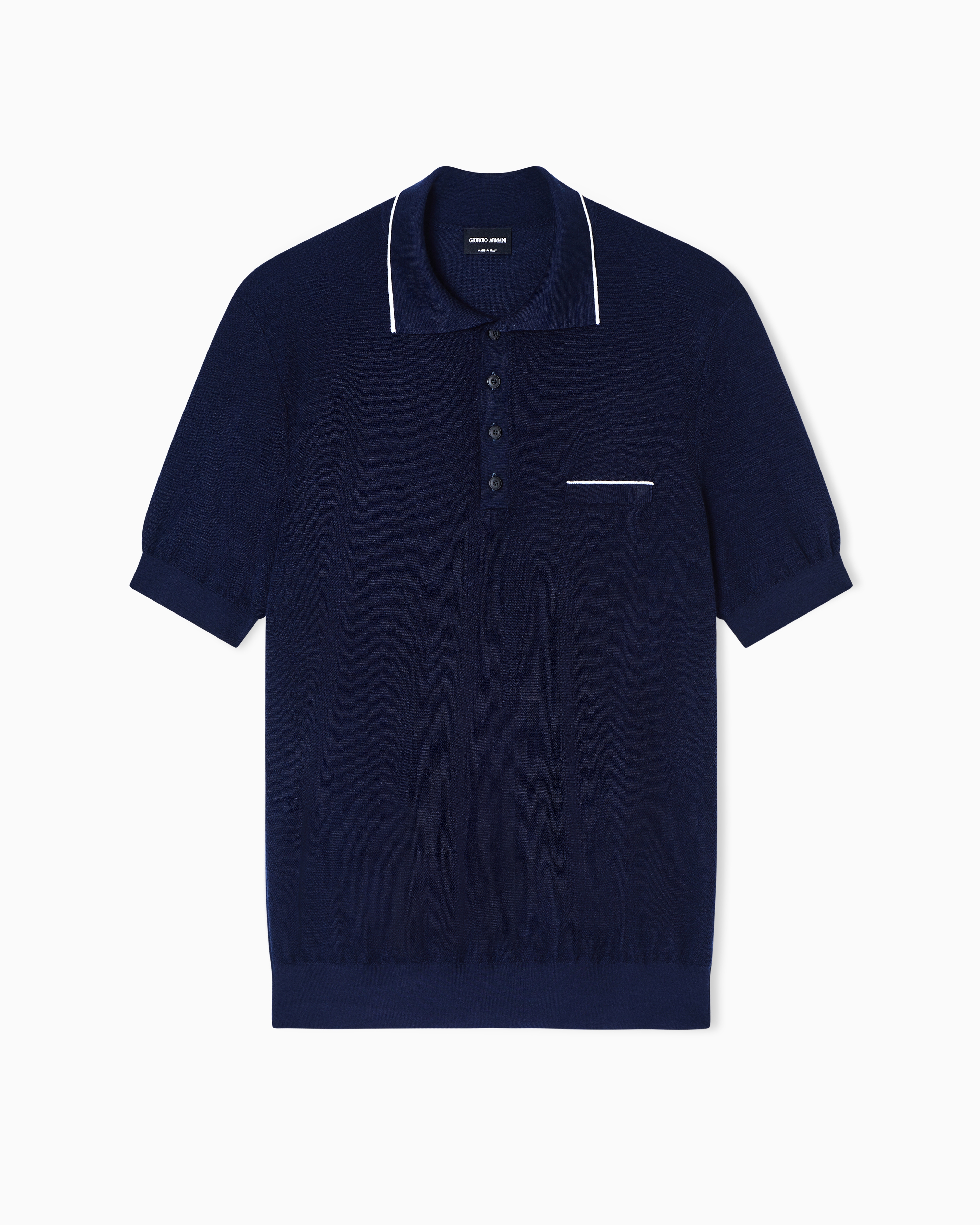 Giorgio Armani Blue Polo Shirt In Cashmere And Silk