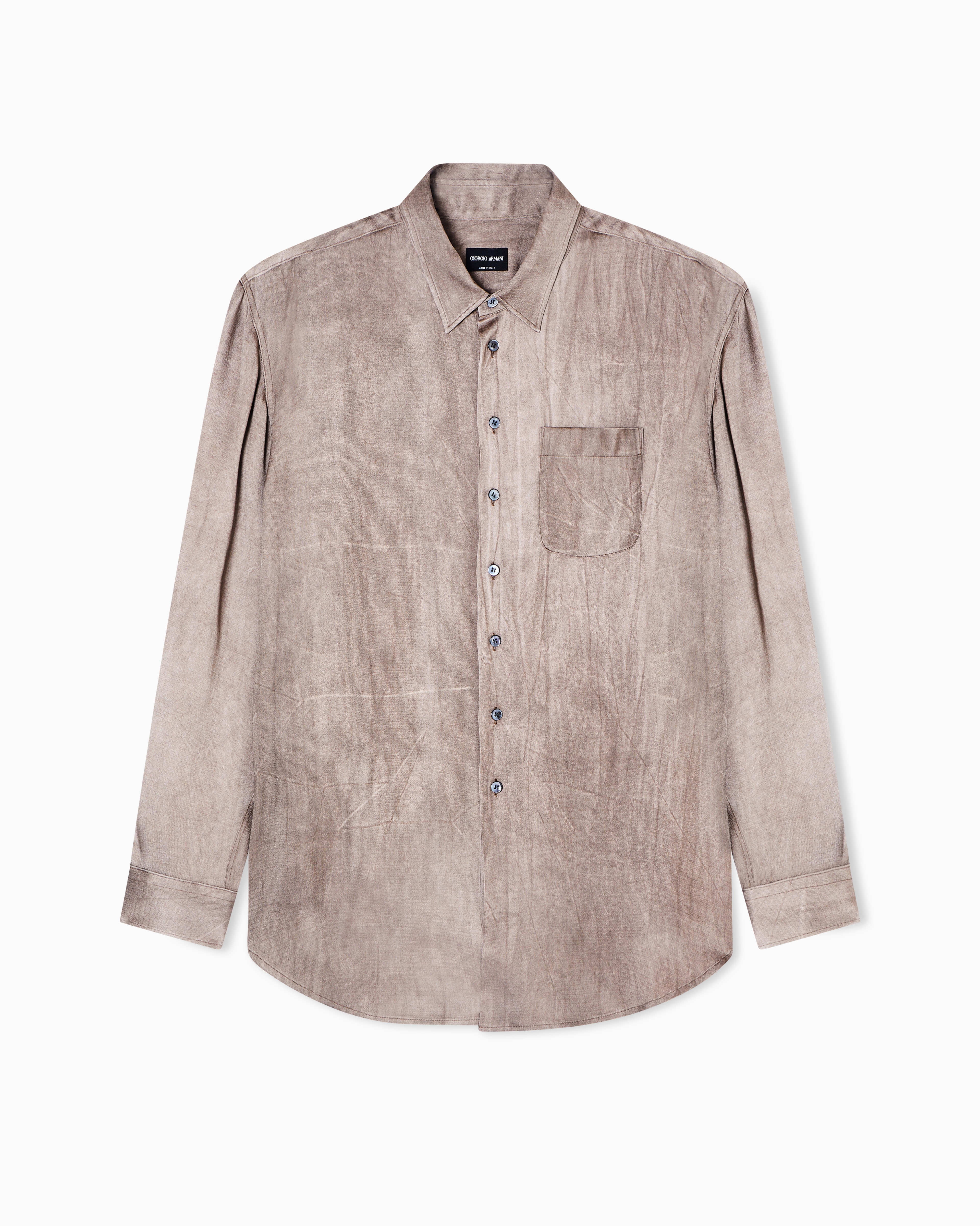 Giorgio Armani Beige Viscose Blend Satin Shirt
