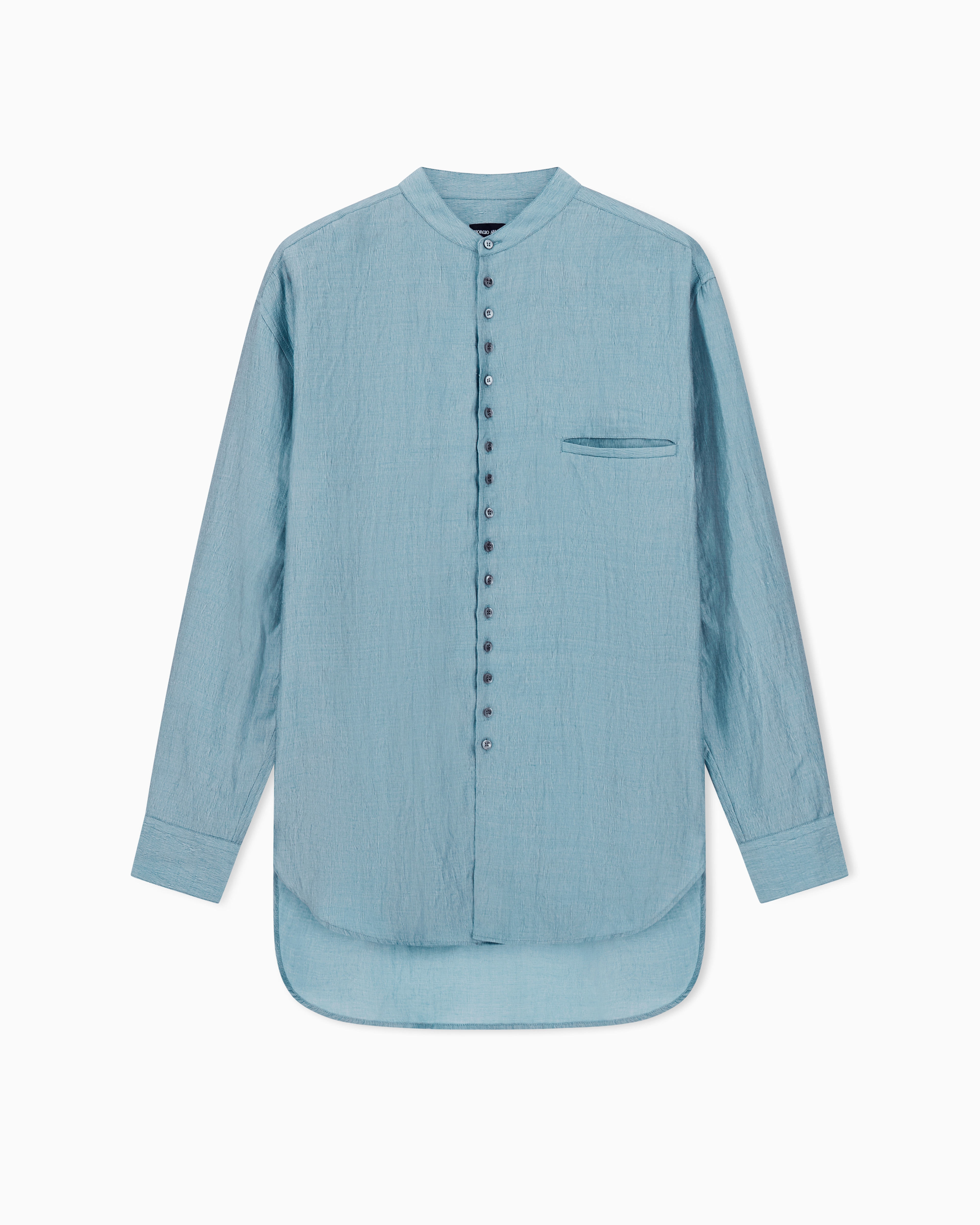Giorgio Armani Light Blue Linen-Blend Shirt