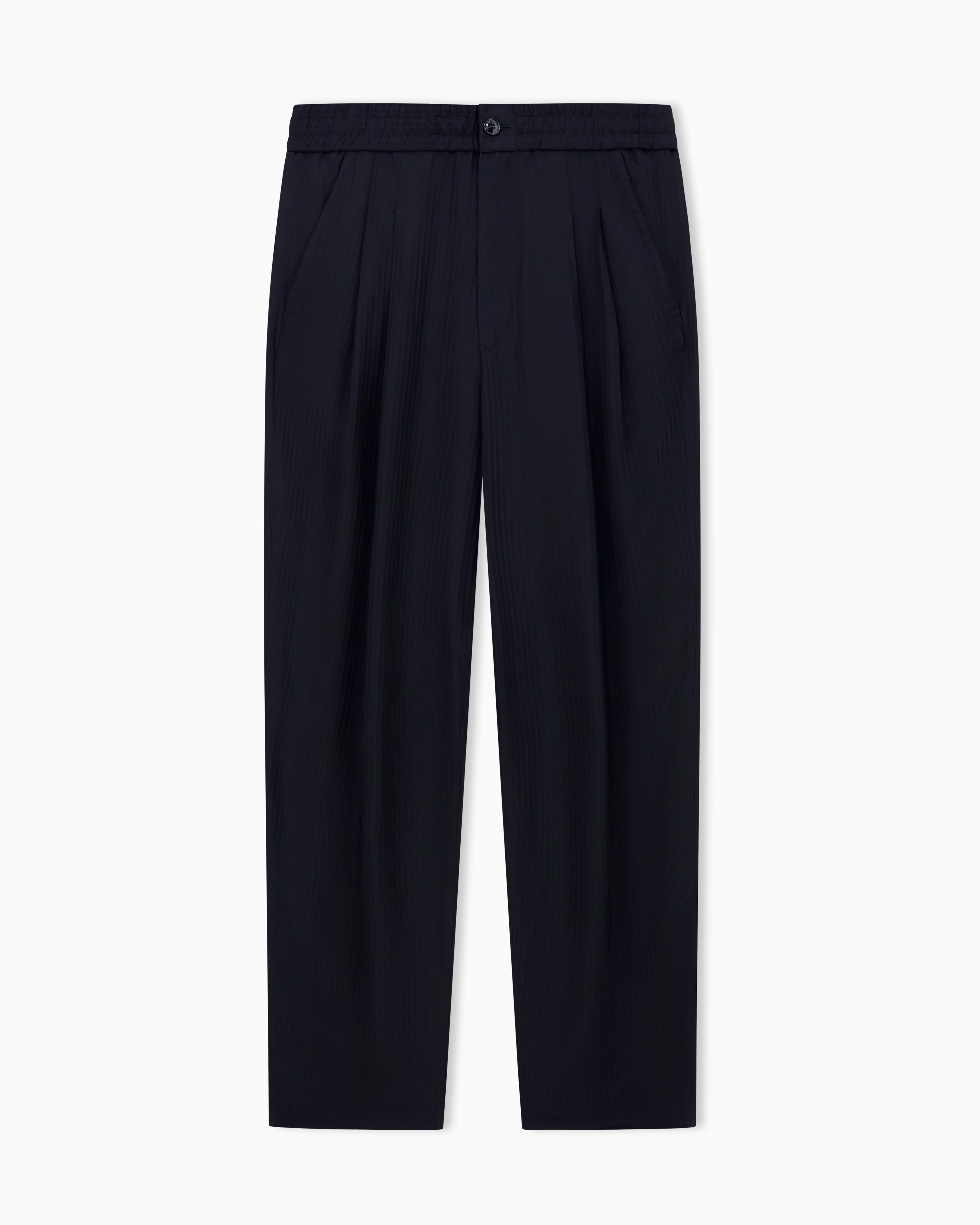 Giorgio Armani Black Chevron Viscose Twill Two-Pleat Trousers