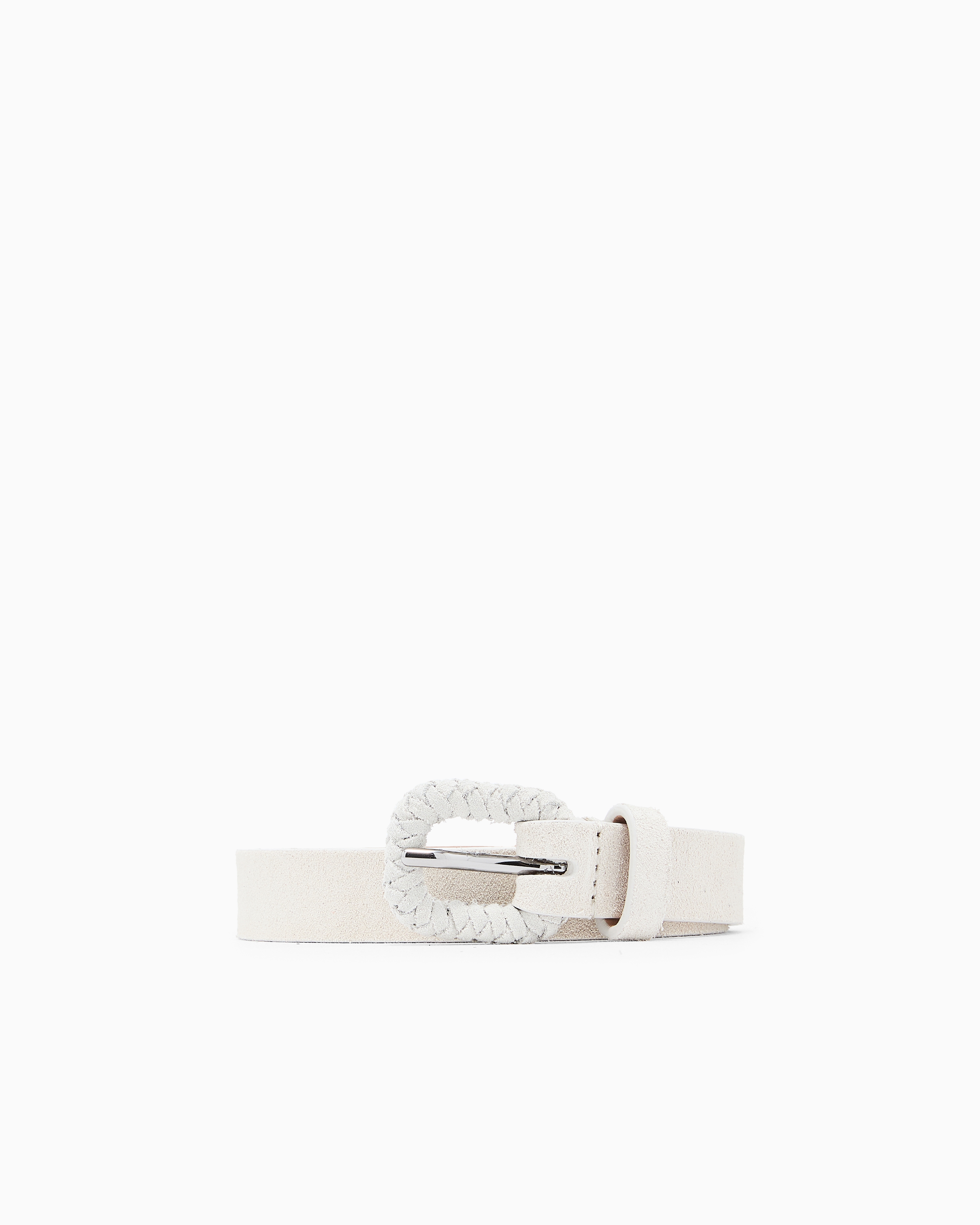 Giorgio Armani White Suede Belt With Buckle