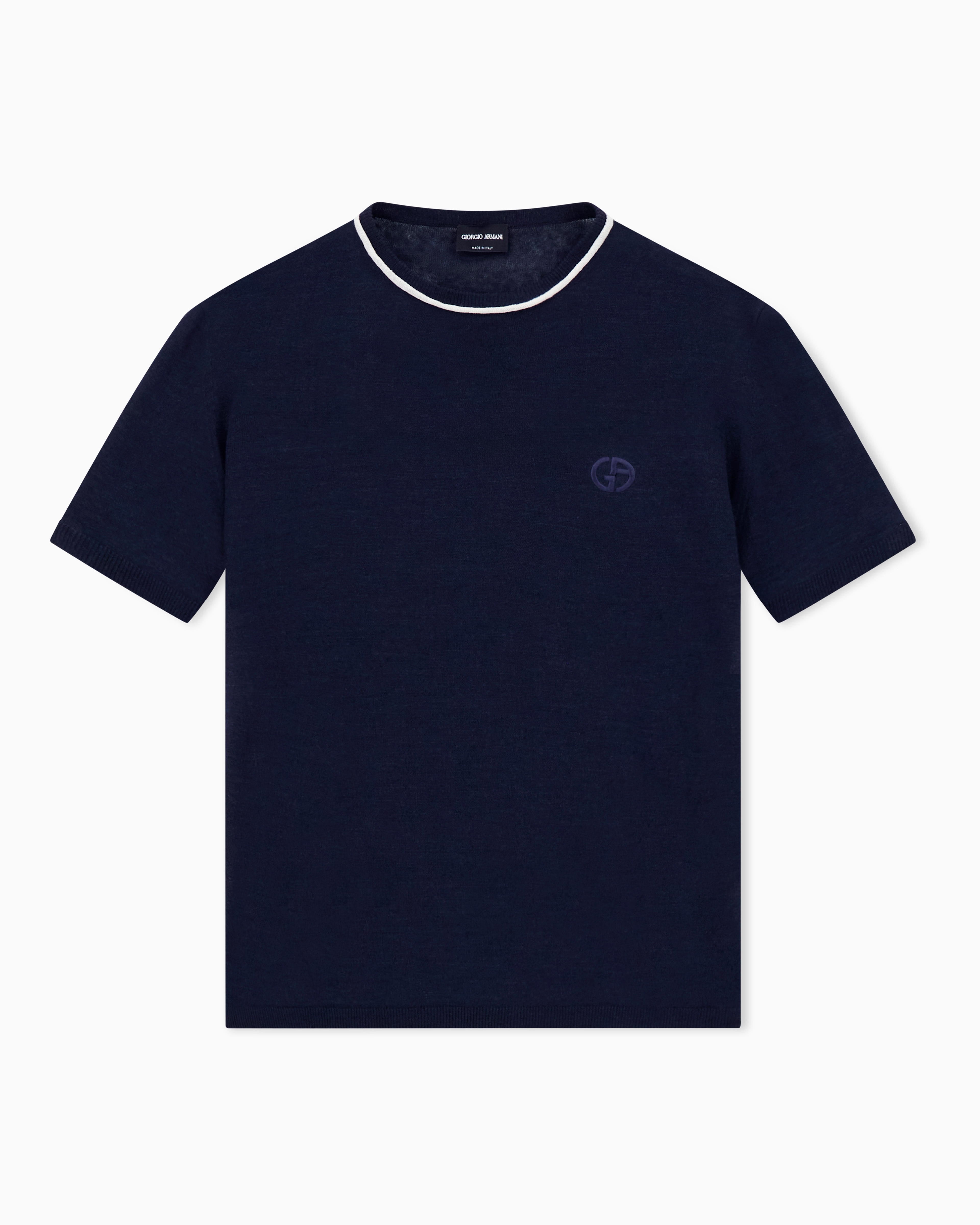 Giorgio Armani Navy Blue Crew-Neck Jumper In Linen And Silk