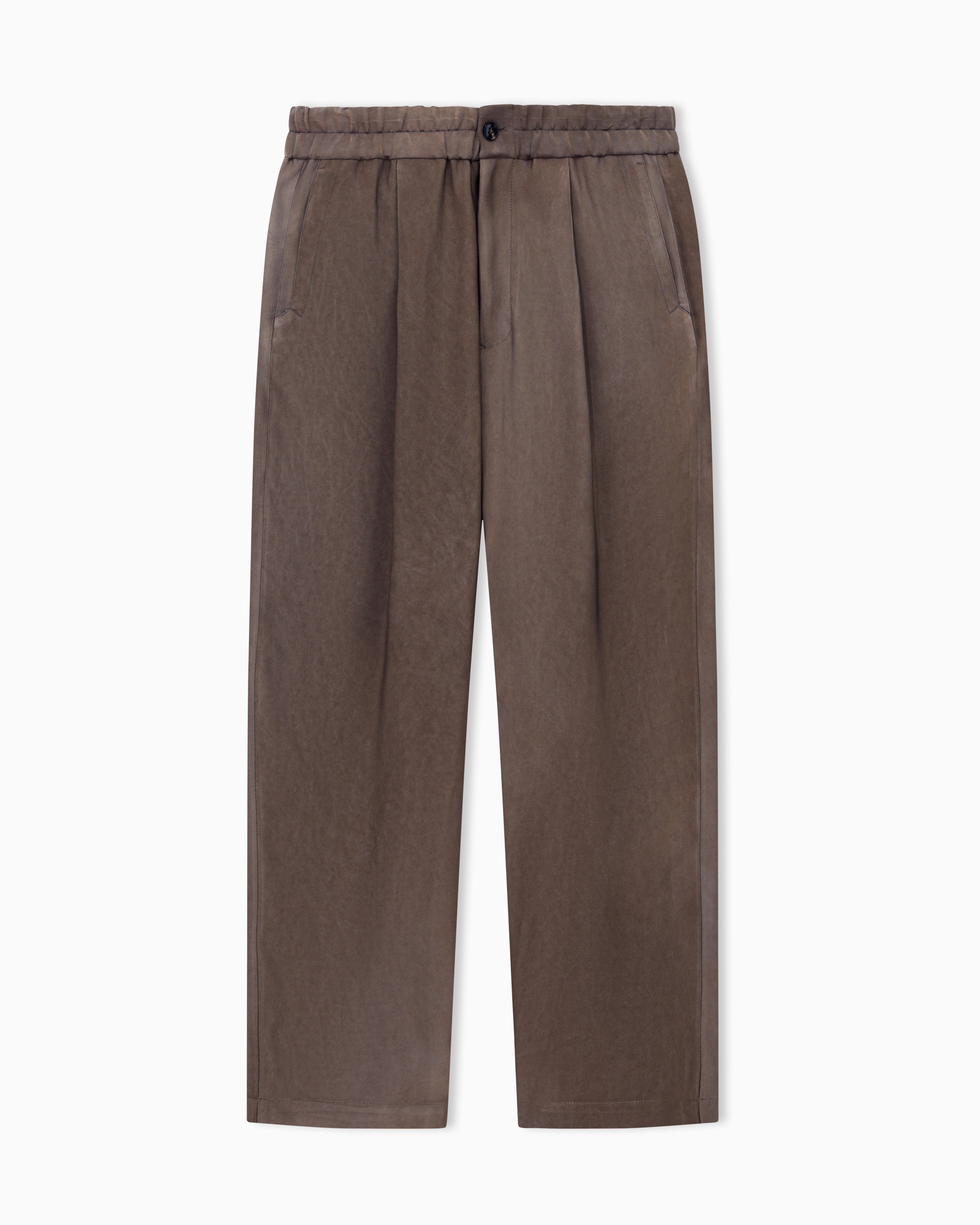 Giorgio Armani Brown Single-Pleat Viscose Trousers In Iridescent Viscose