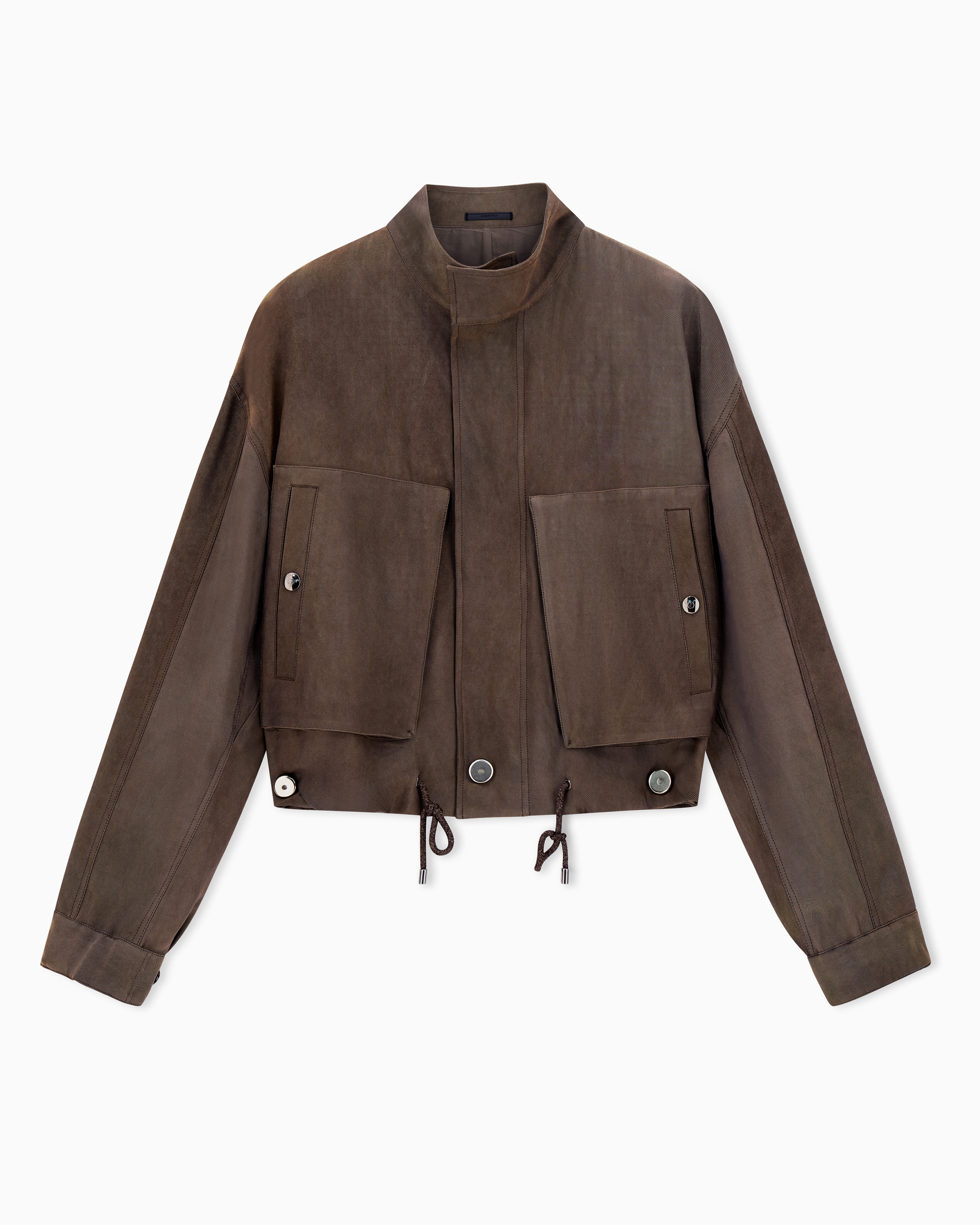 Giorgio Armani Brown Blouson In Iridescent Viscose