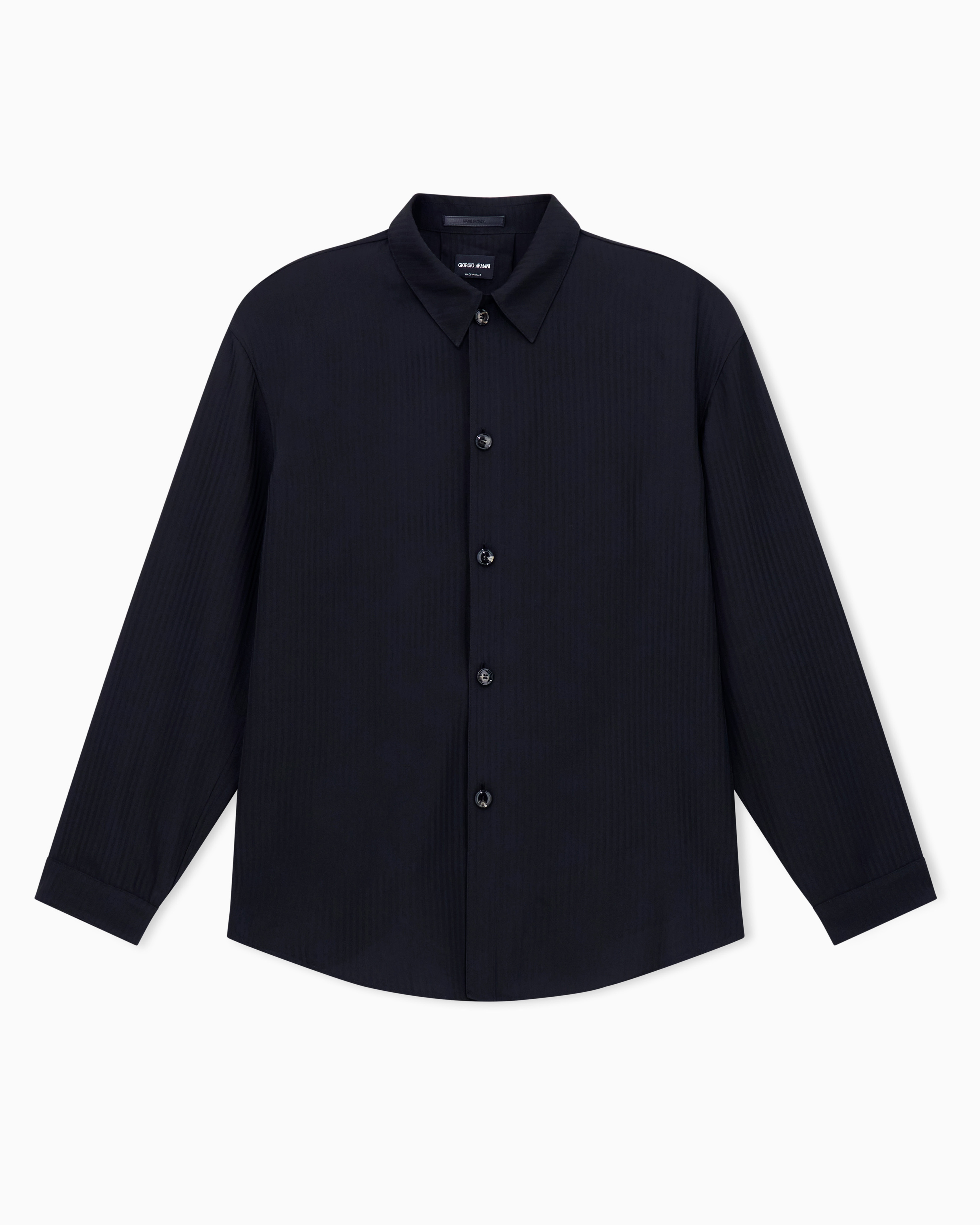 Giorgio Armani Black Chevron Viscose Twill Shirt Jacket