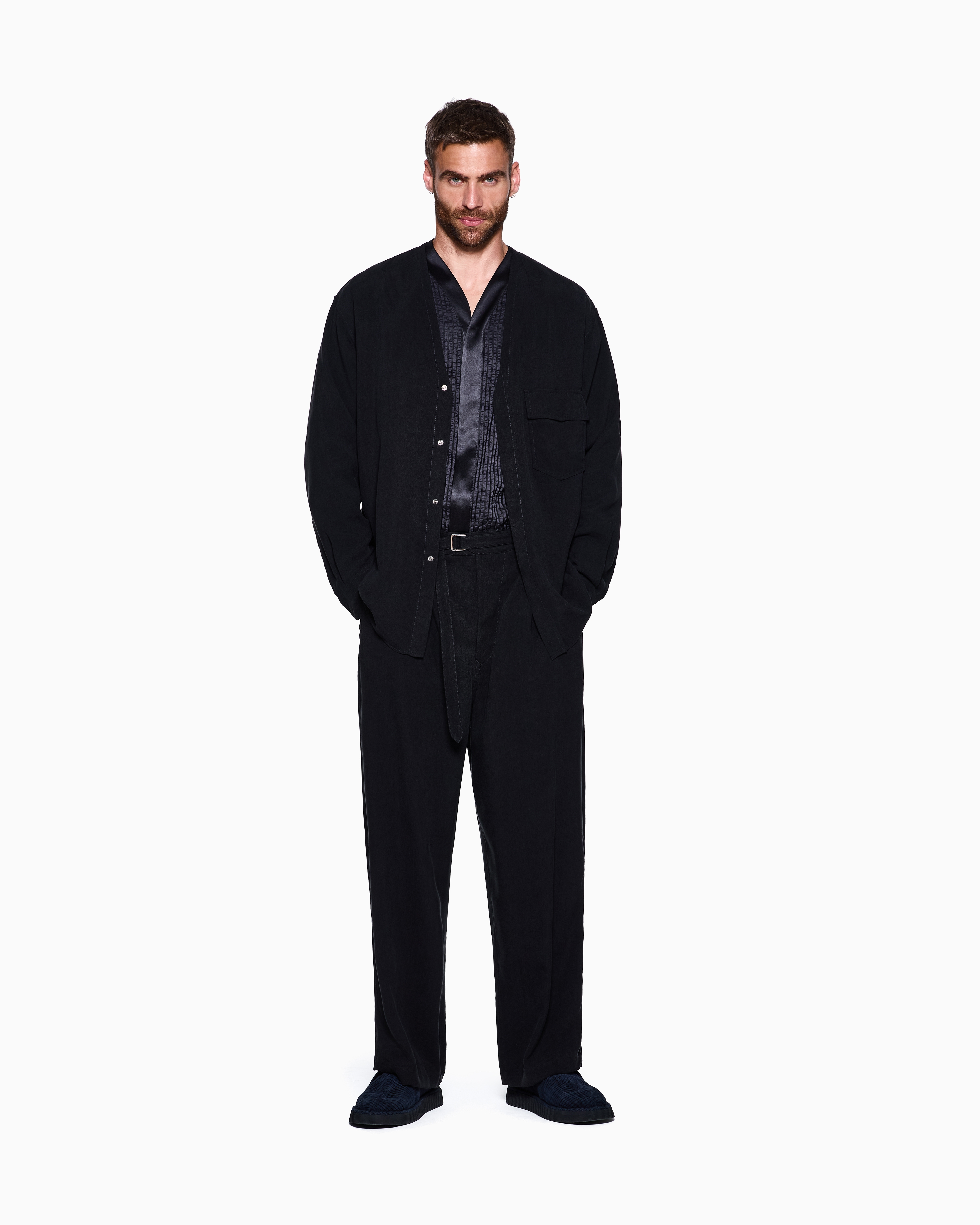 ARMANI COLLEZIONI ブラックシースルーシャツ 42 シルク undefined