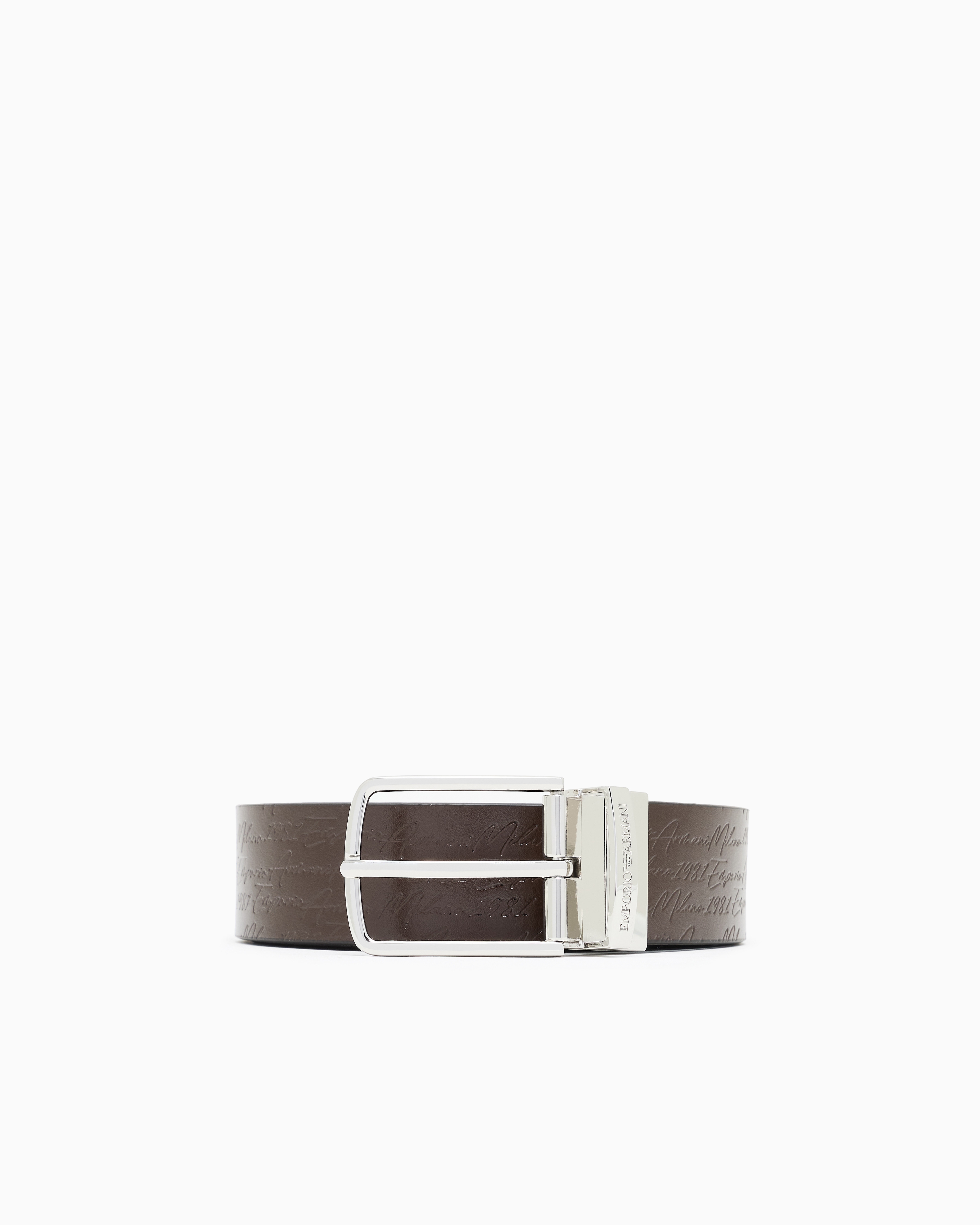 Emporio Armani Brown Leather Reversible Belt With Signature Logo