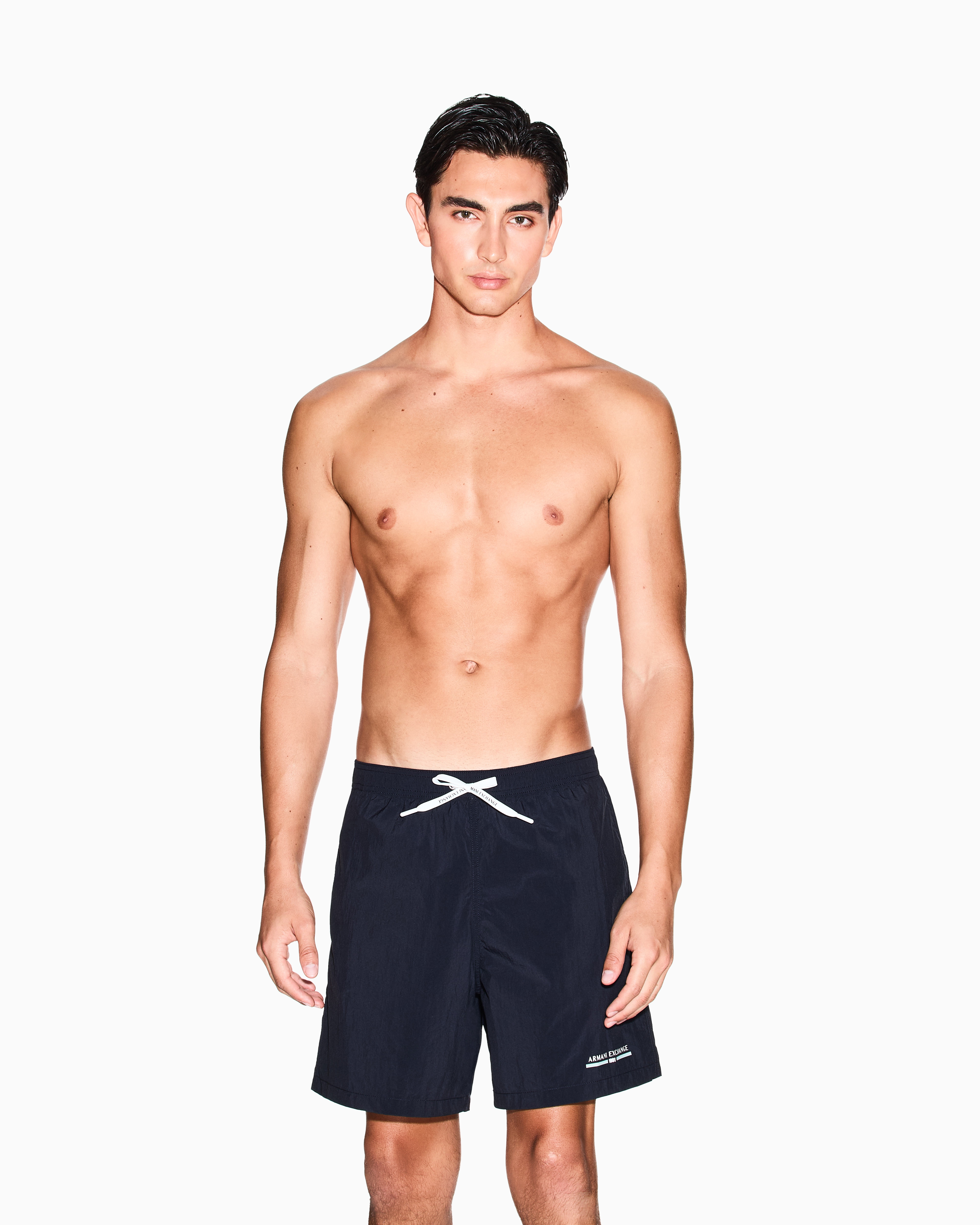 Armani Exchange - Swim boxer with logo, Man, Navy Blue, Size: