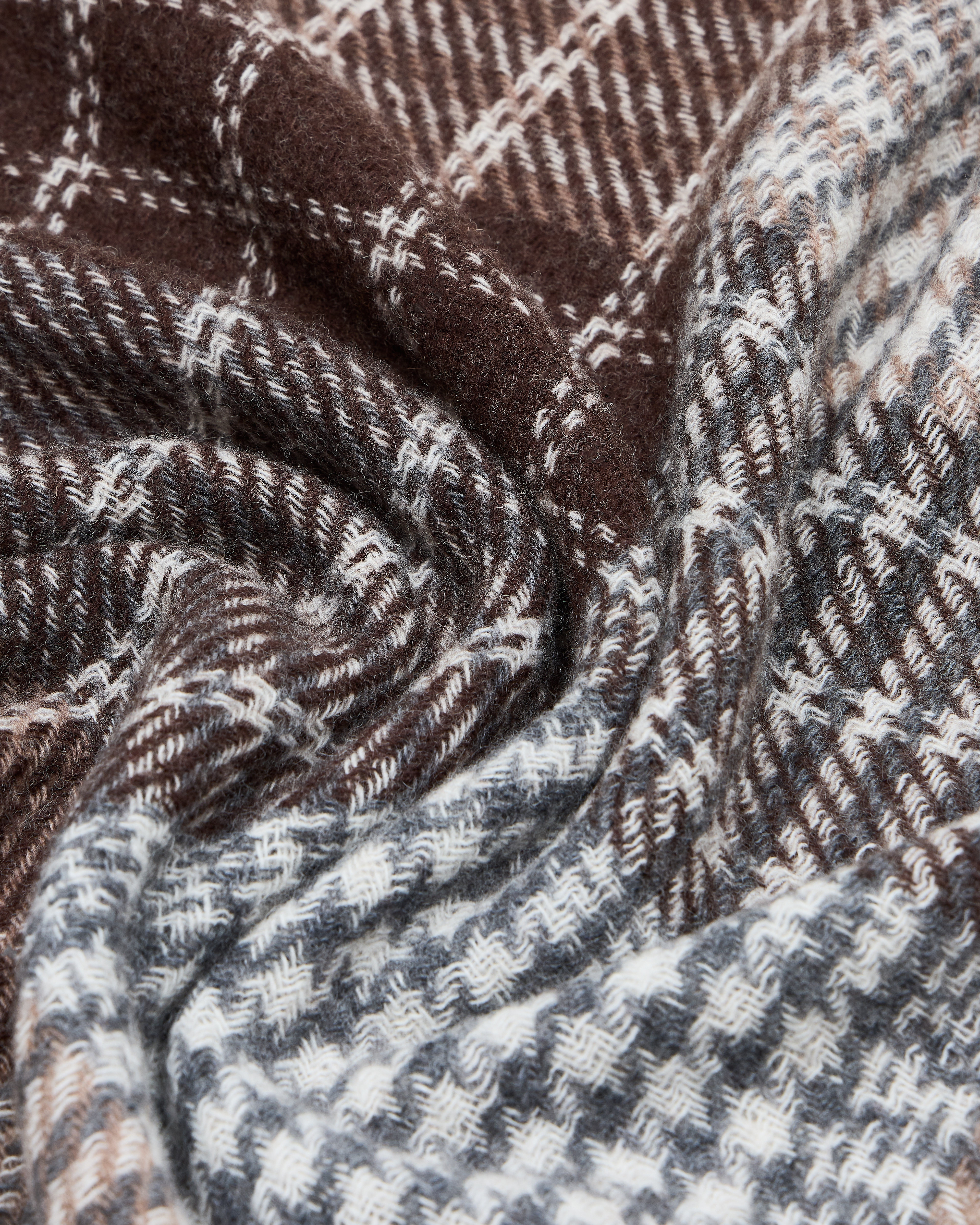 Emporio Armani - Tartan wool scarf, Man, Brown, Size: TU