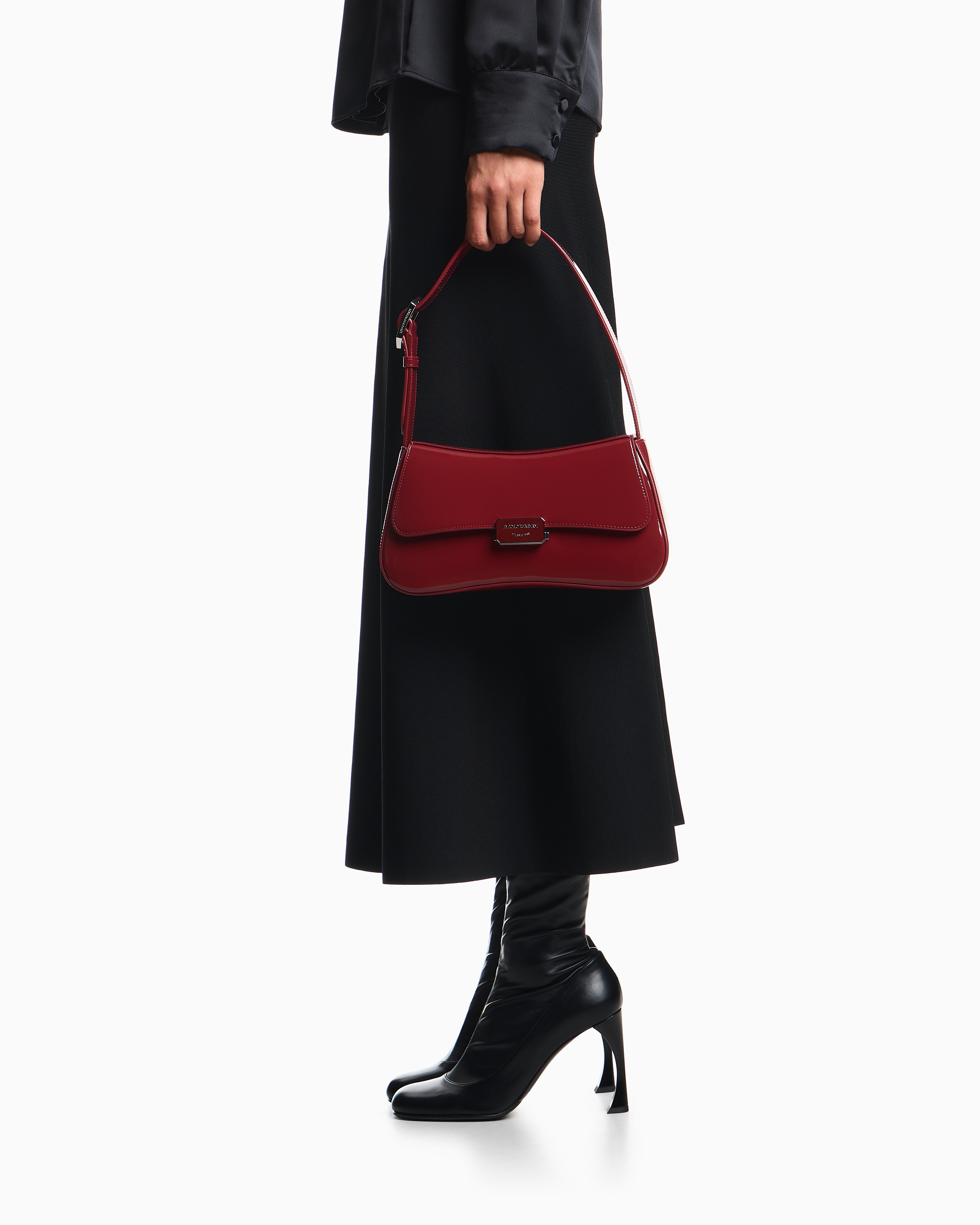 Emporio Armani - Patent-effect shoulder bag, Woman, Red, Size: TU