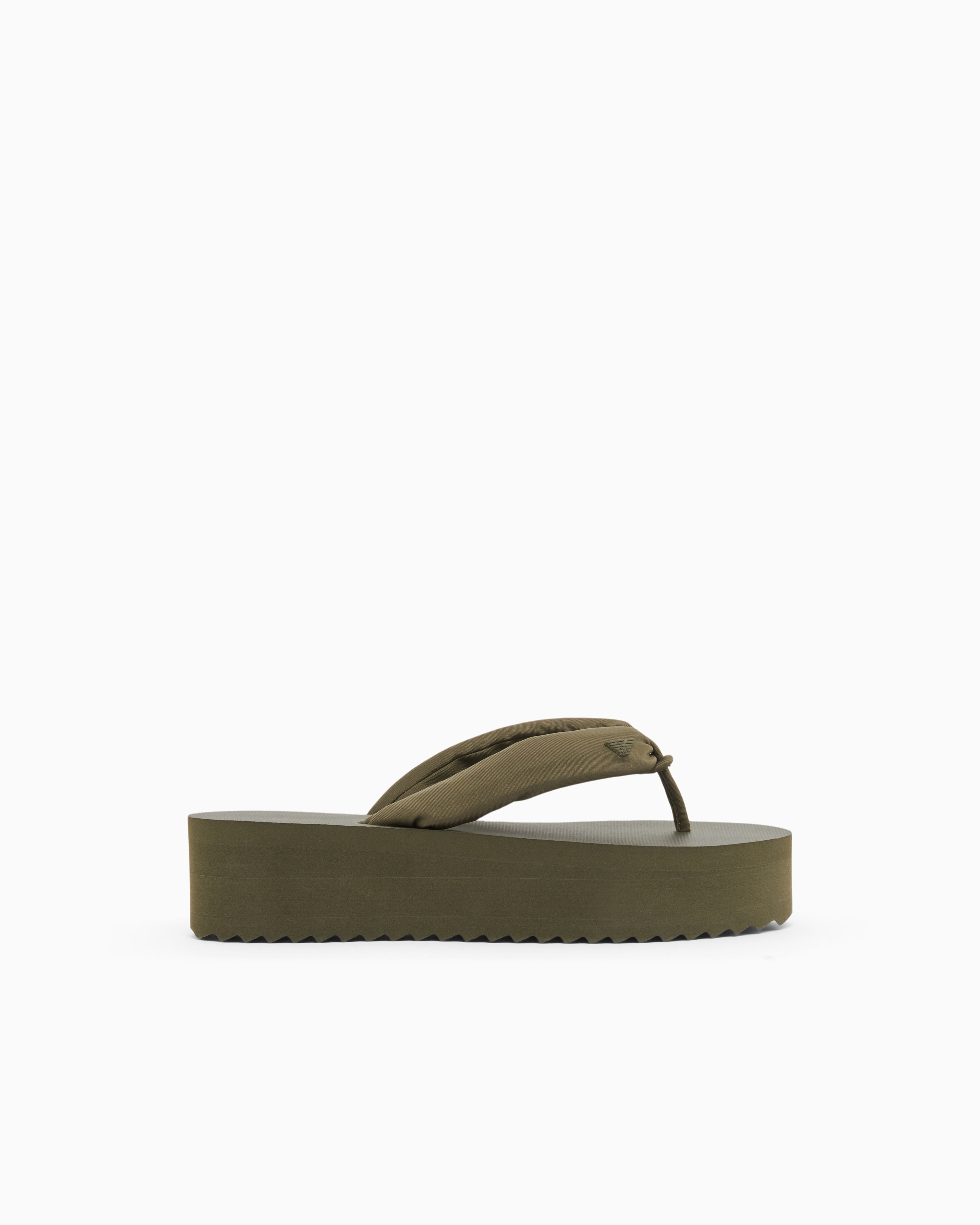 Emporio Armani Unisex Green Flip-Flops With Rubber Wedge