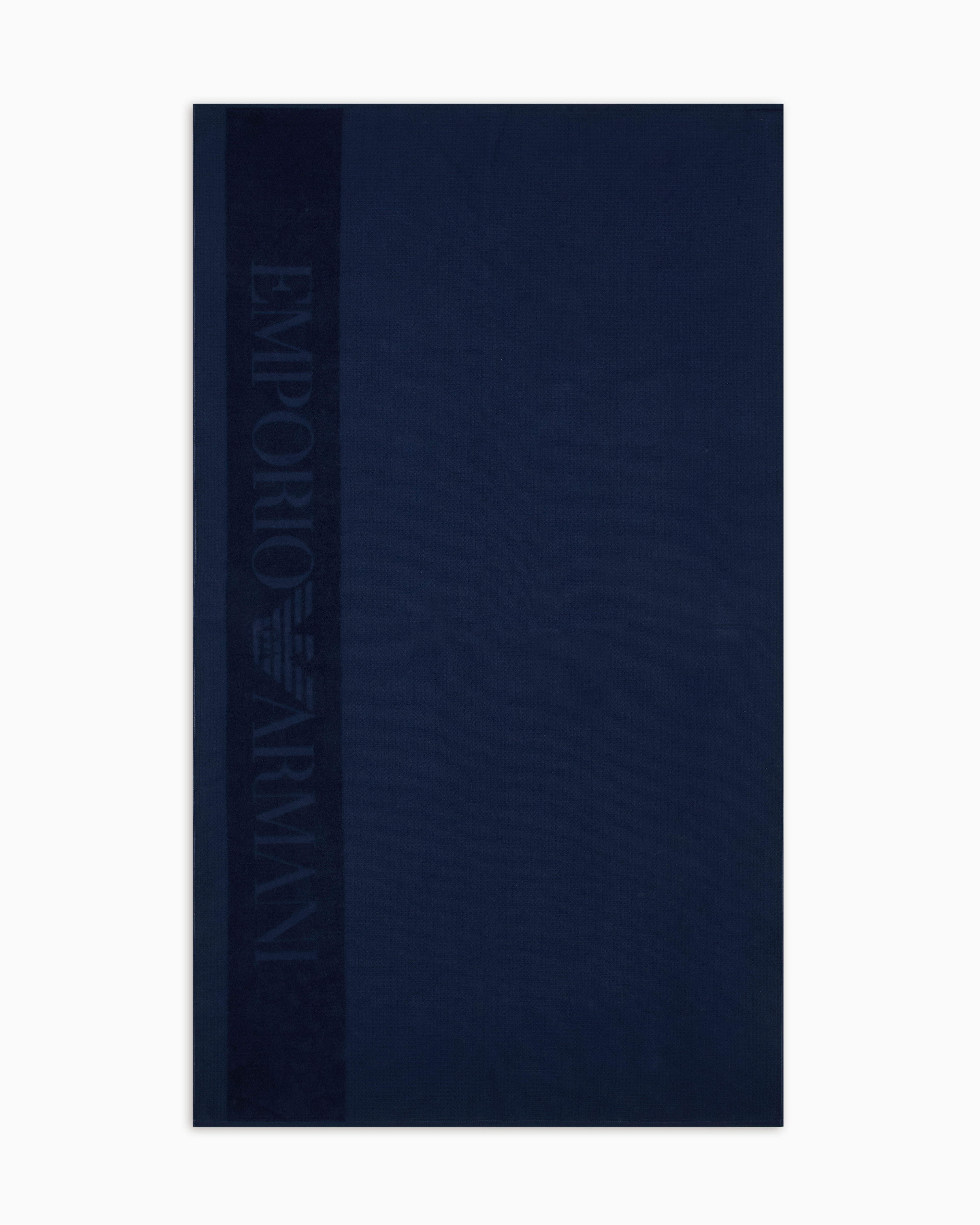 Emporio Armani Unisex Navy Blue Waffle-Weave Beach Towel With Jacquard Logo