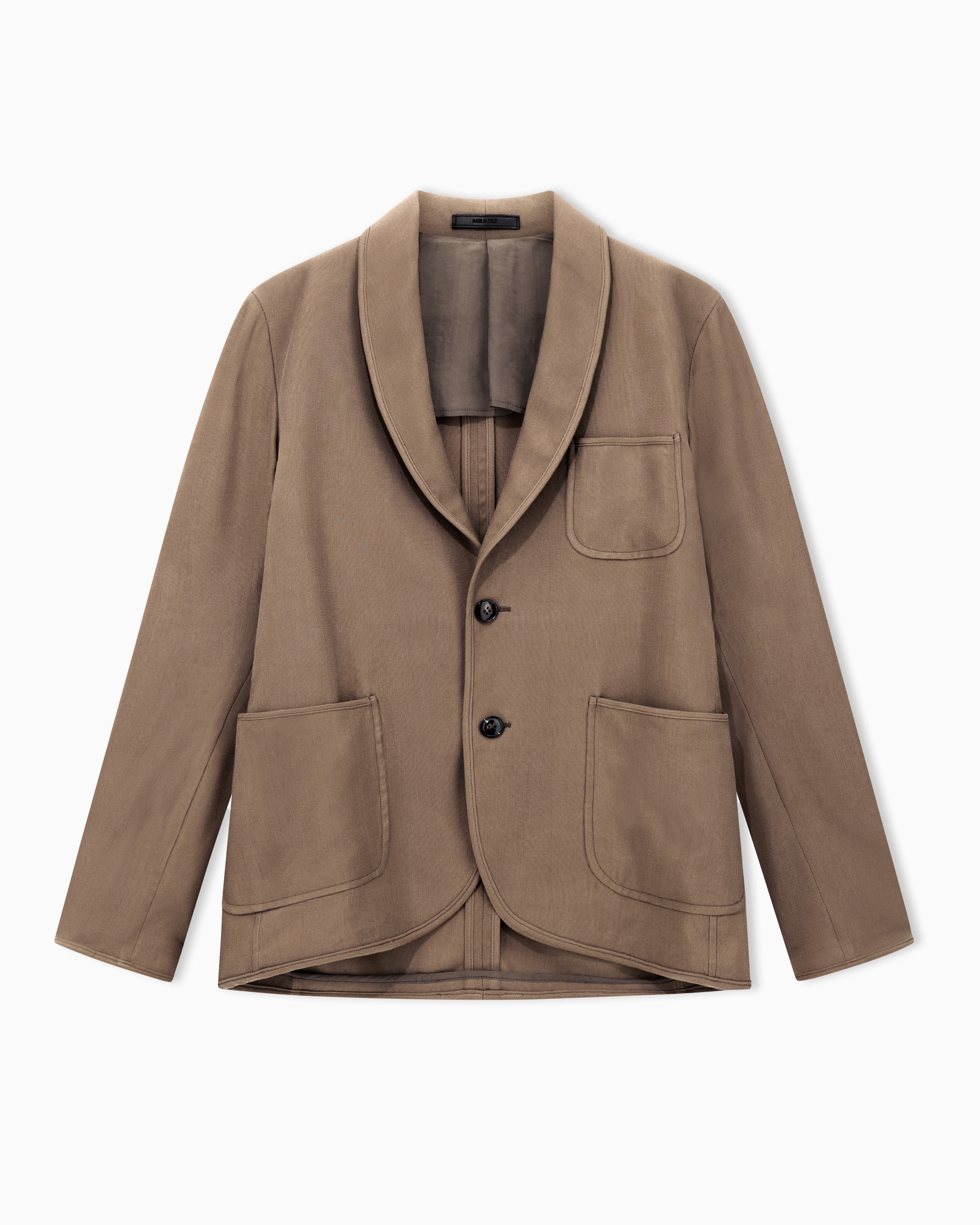 Giorgio Armani Beige Single-Breasted Jacket In Cupro Basketweave