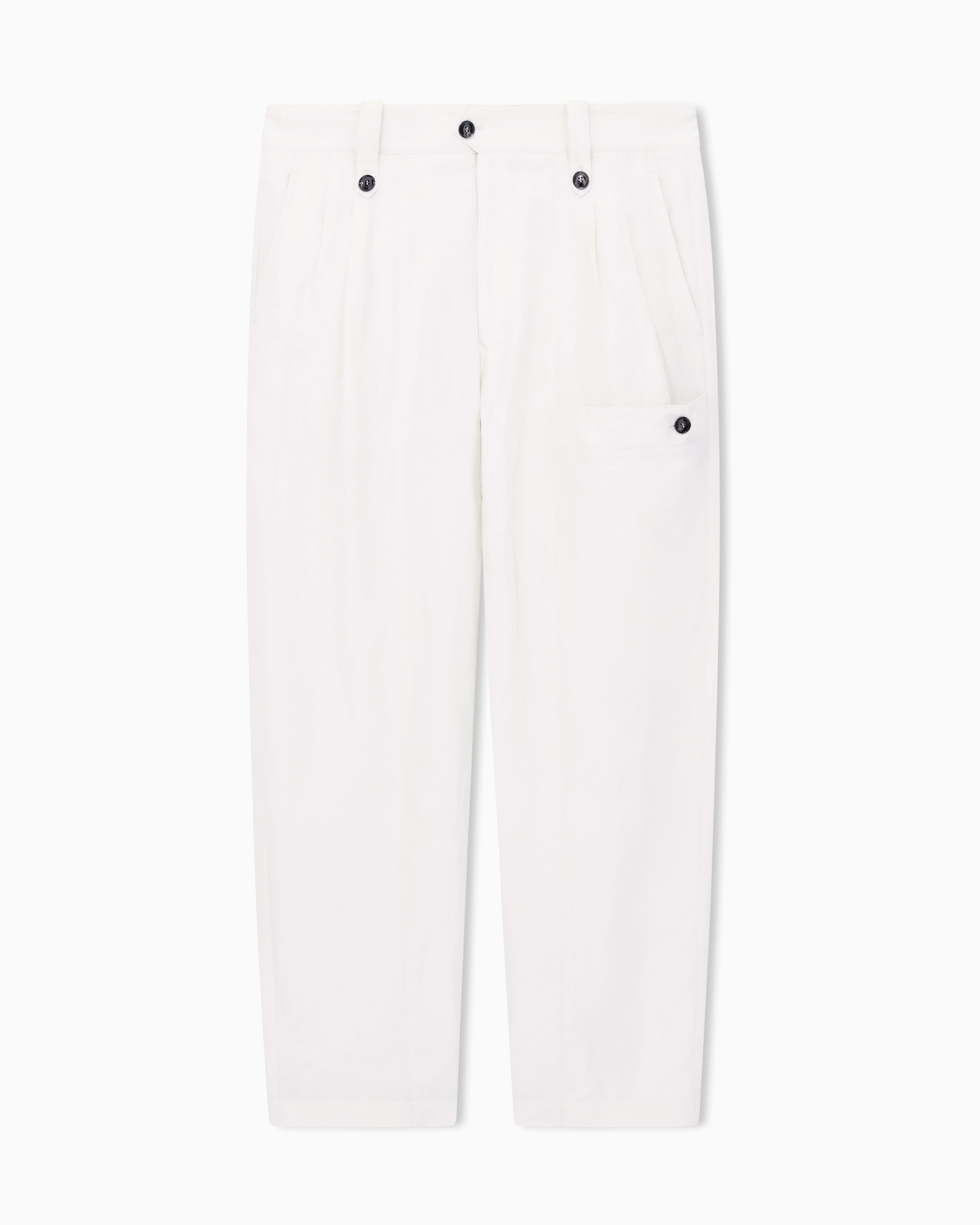 Giorgio Armani Beige Linen Blend Fabric Trousers With Pleats