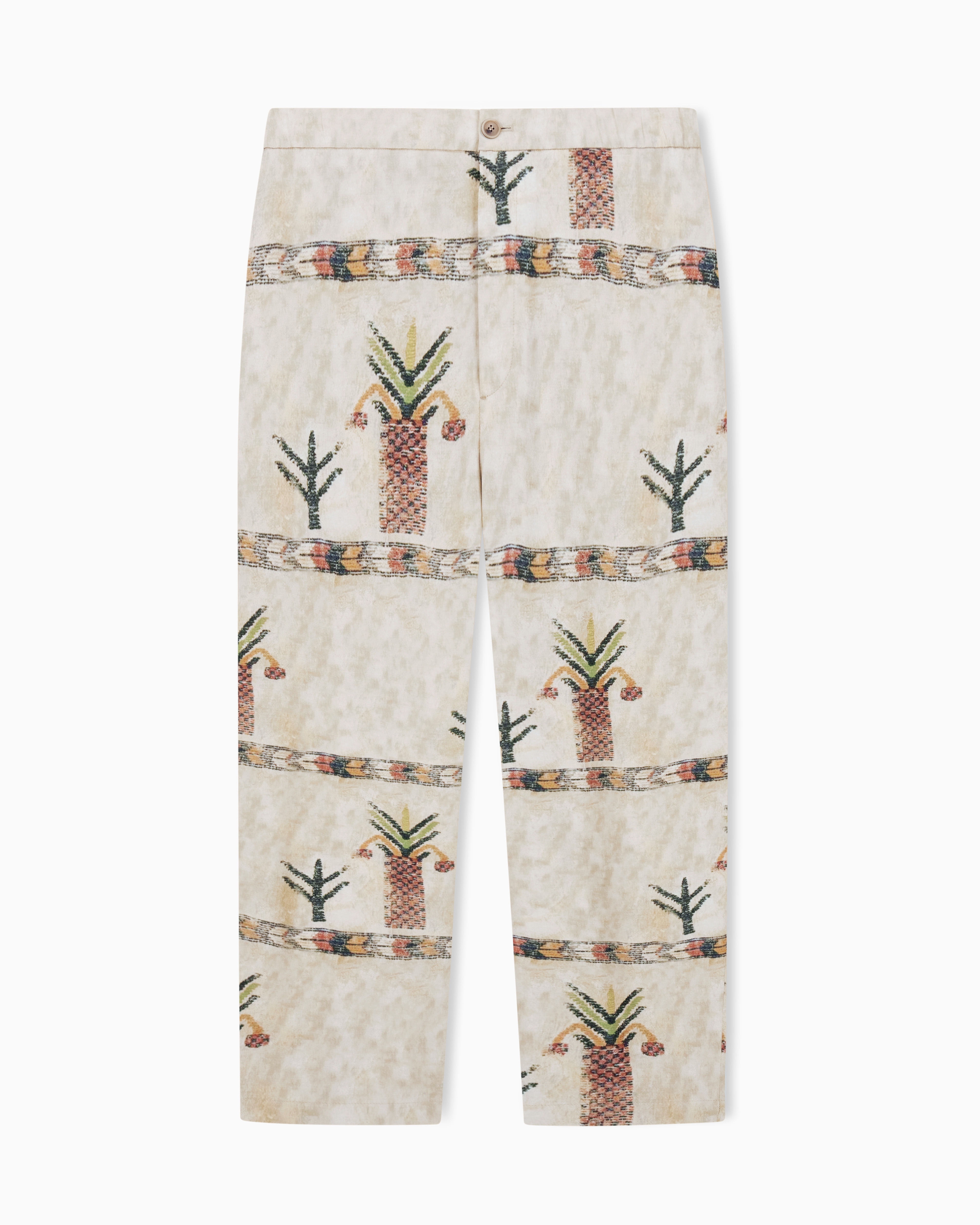 Giorgio Armani Pantaloni Flat Front In Lyocell E Seta Con Stampa