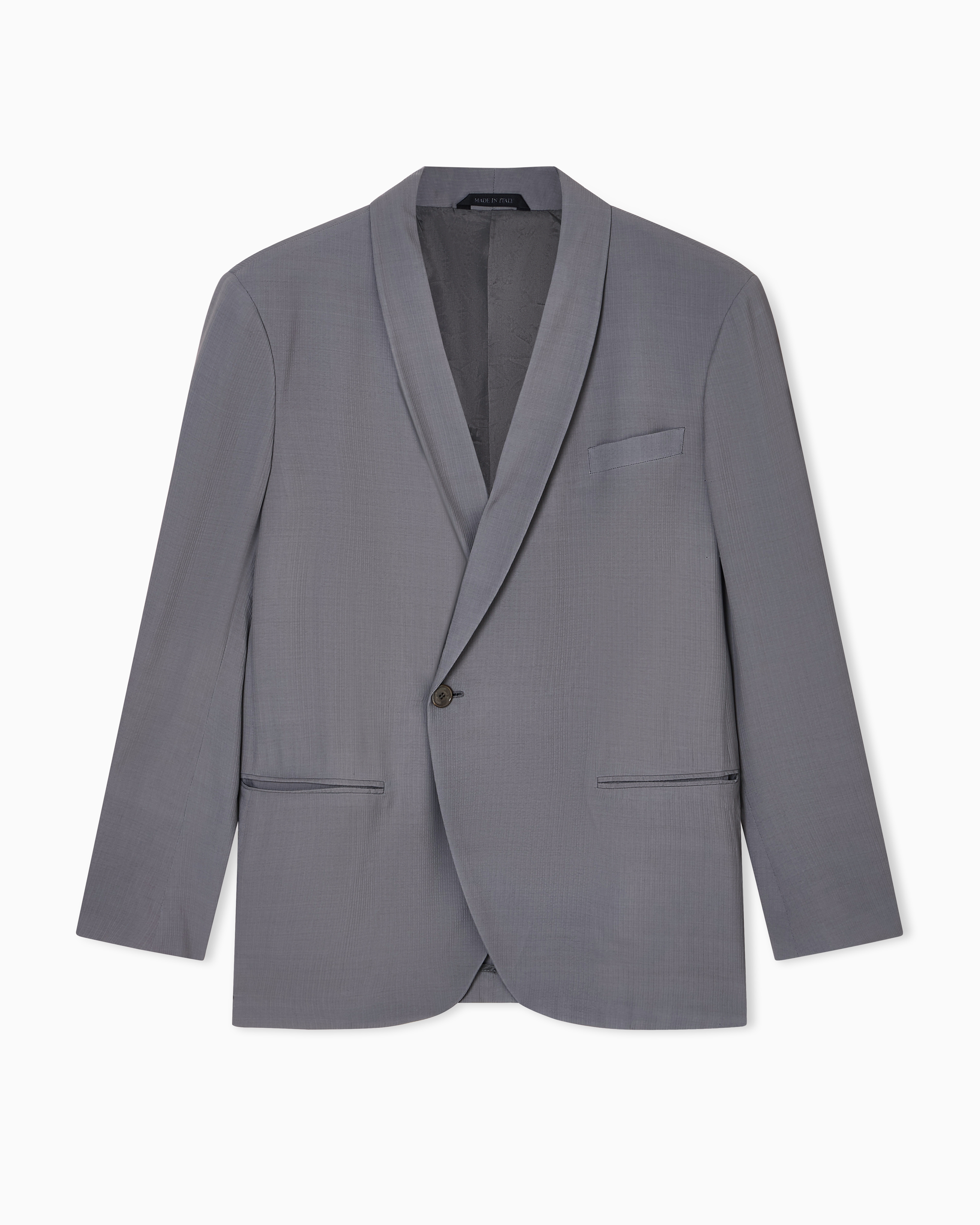 Giorgio Armani Grey Single-Breasted Suit In Viscose Canneté