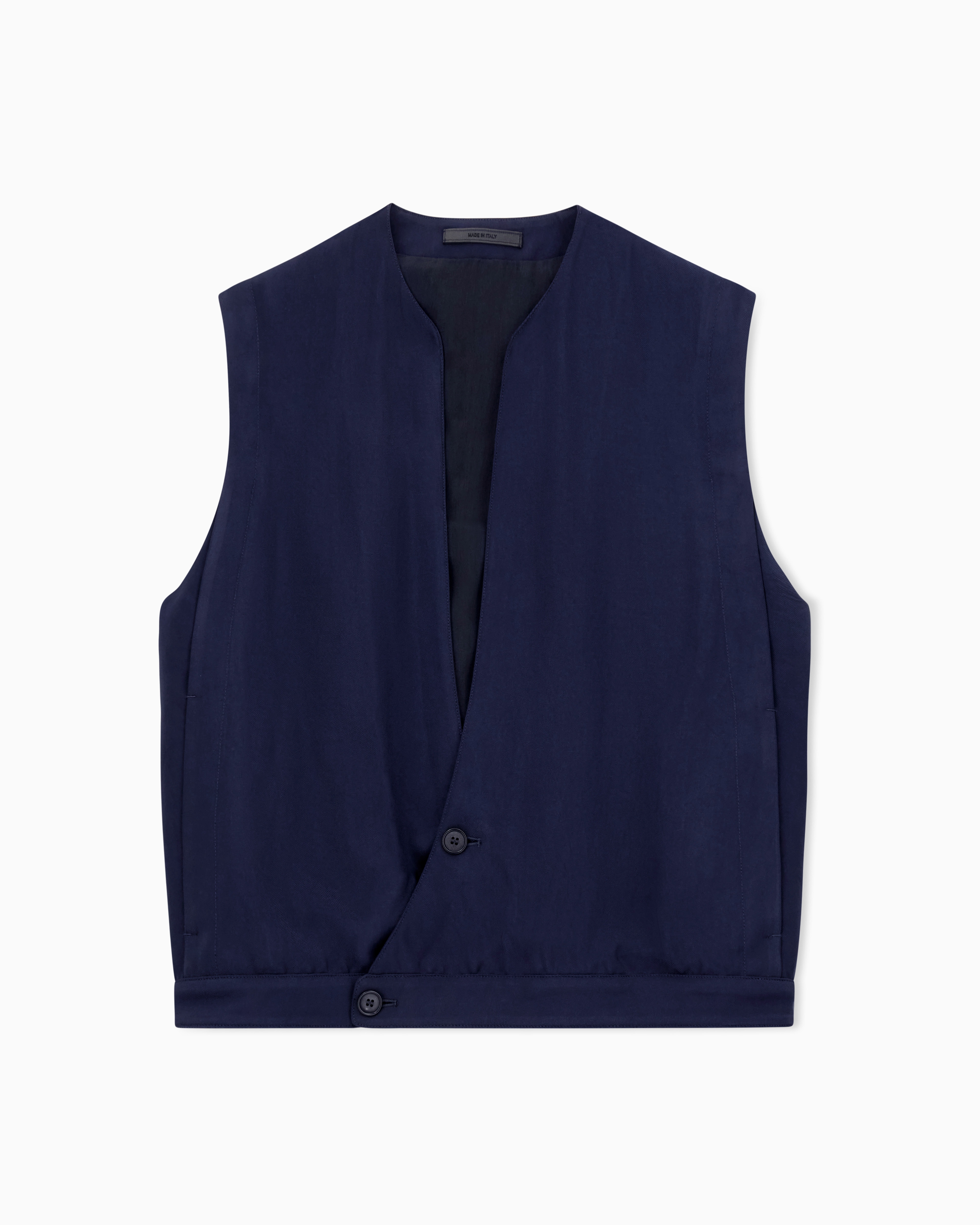 Giorgio Armani Navy Blue Faded Viscose Twill Waistcoat