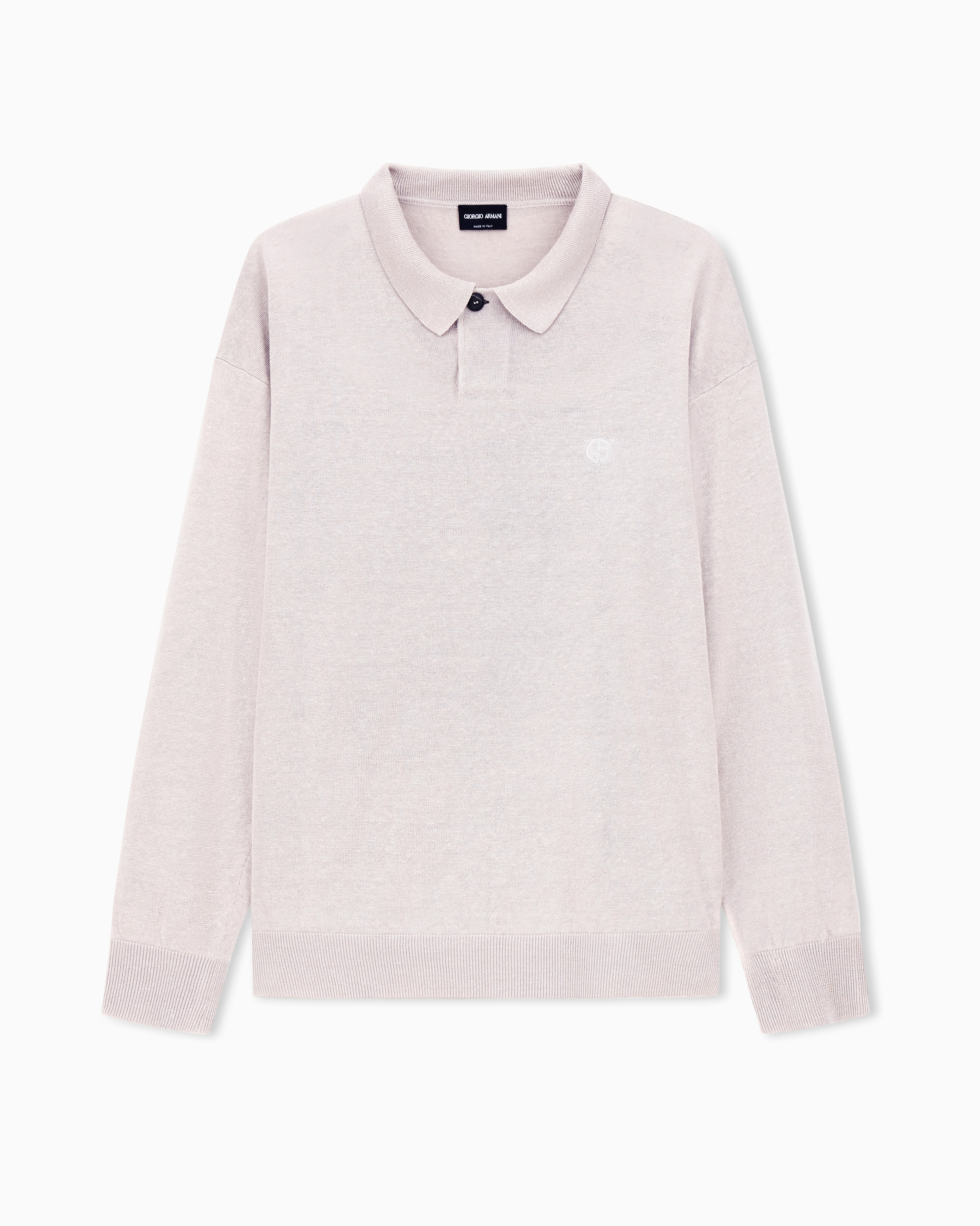 Giorgio Armani Polo A Maniche Lunghe In Lino E Lyocell