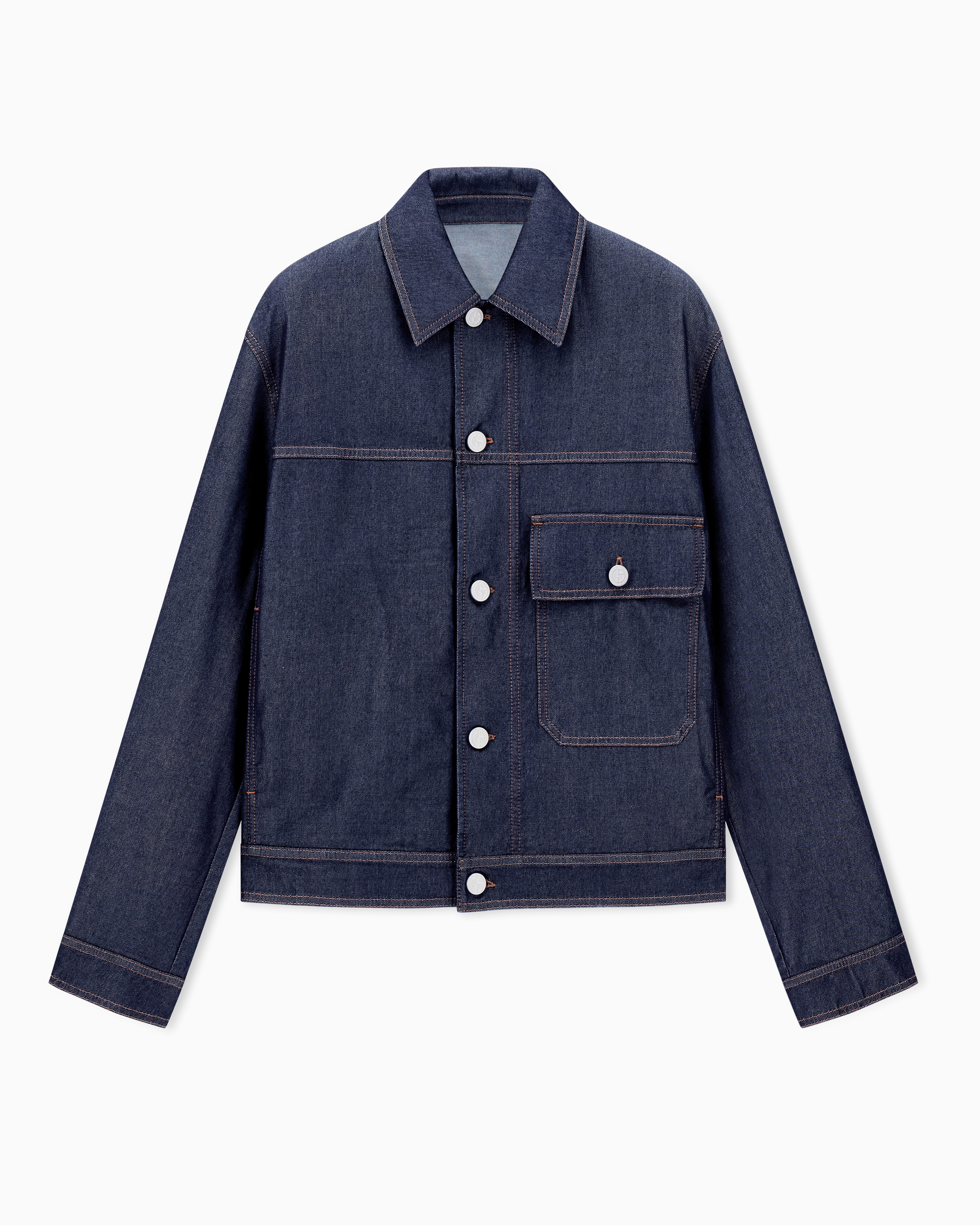 Giorgio Armani Blue Cotton And Silk Denim Blouson Denim Collection