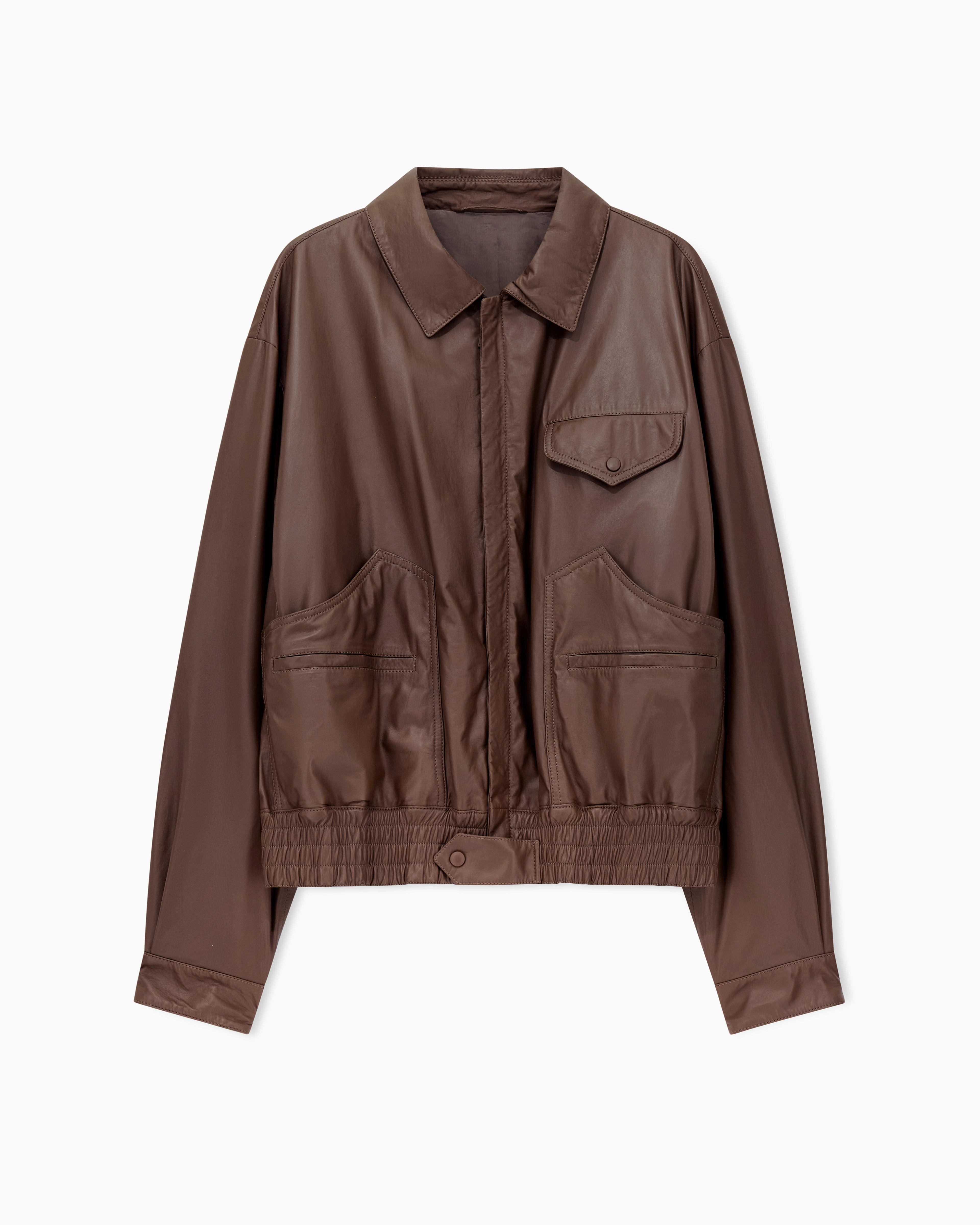 Giorgio Armani Beige Bomber Jacket In Nappa Lambskin