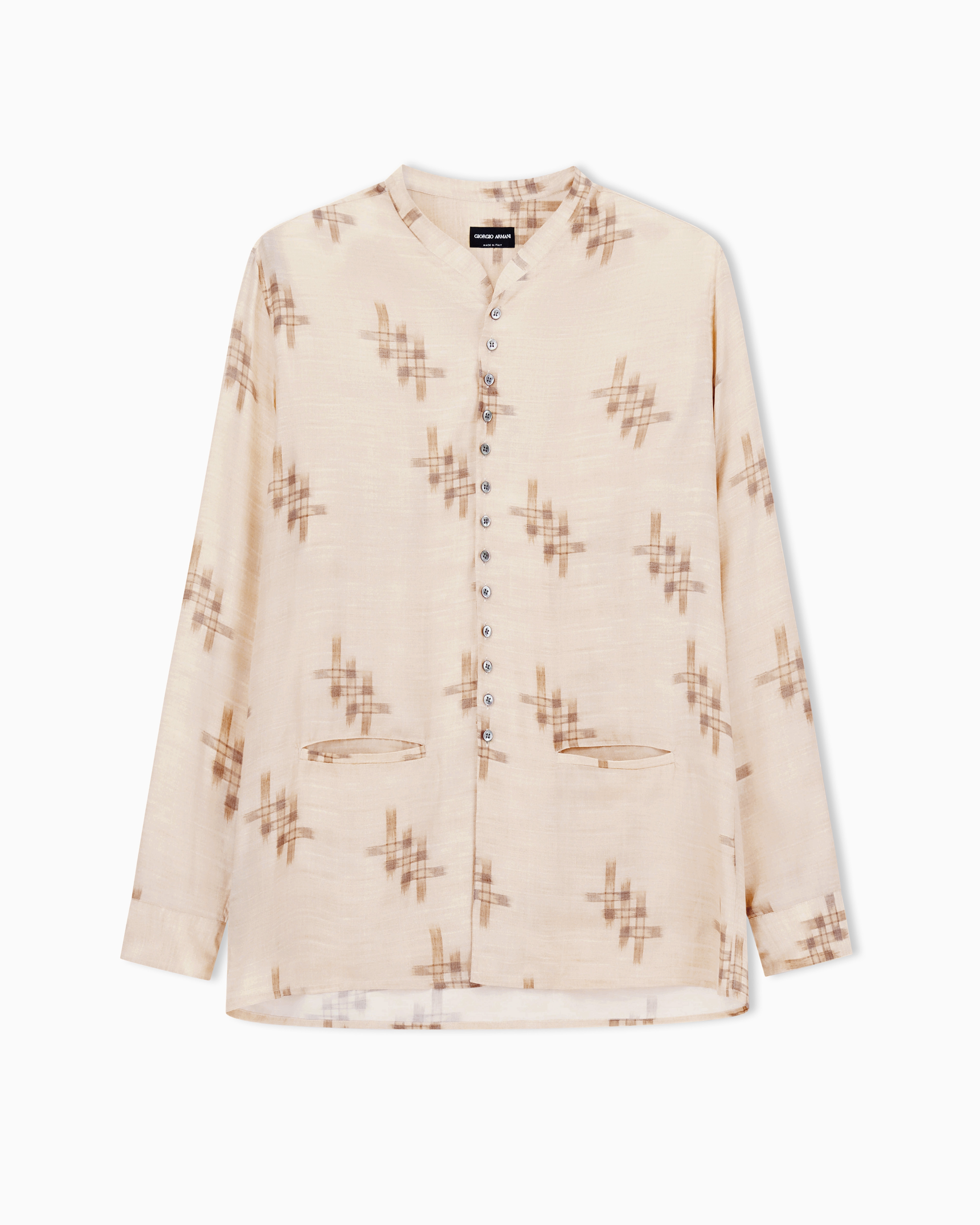 Giorgio Armani Beige Printed Silk Shirt