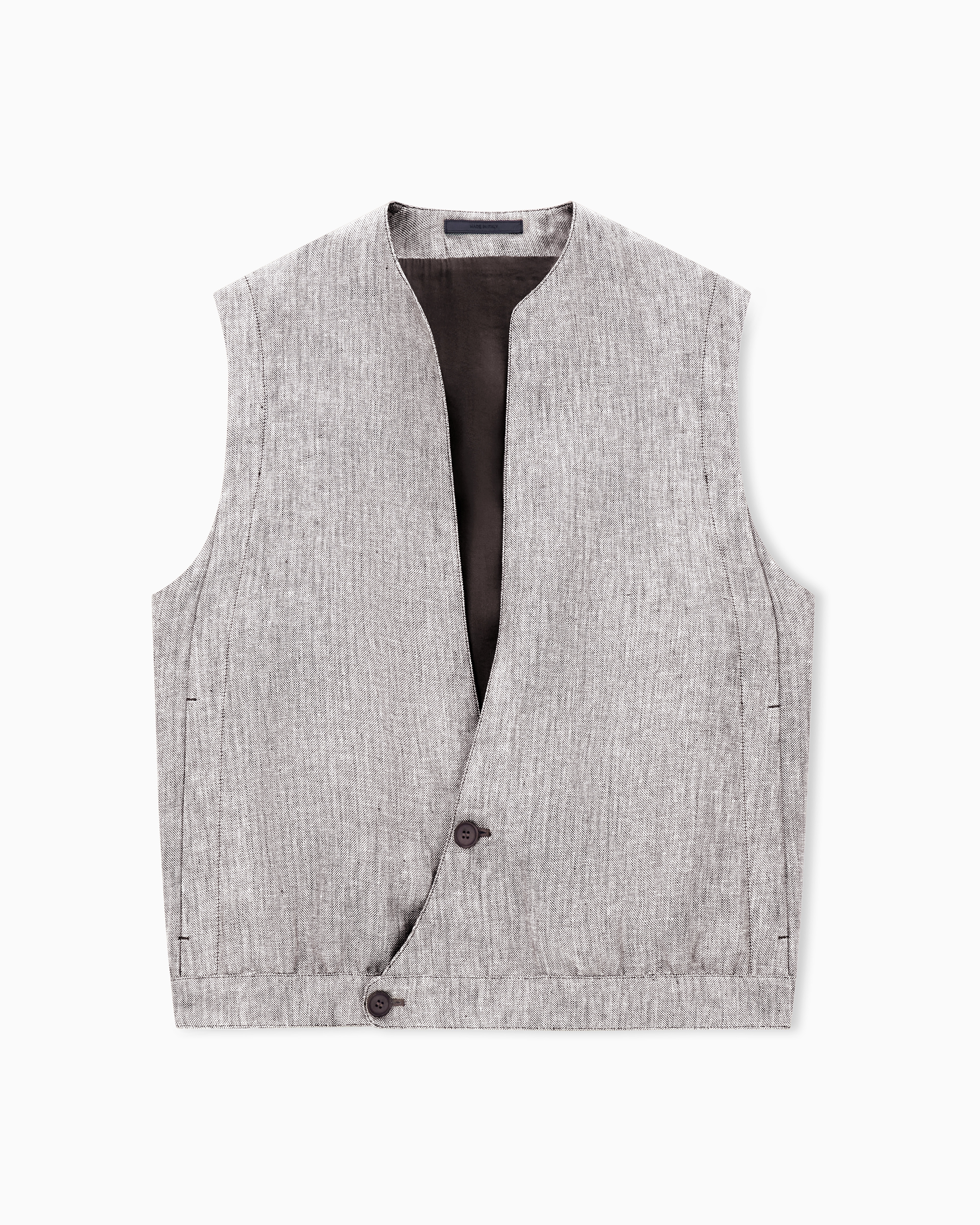 Giorgio Armani Grey Mélange Linen Waistcoat