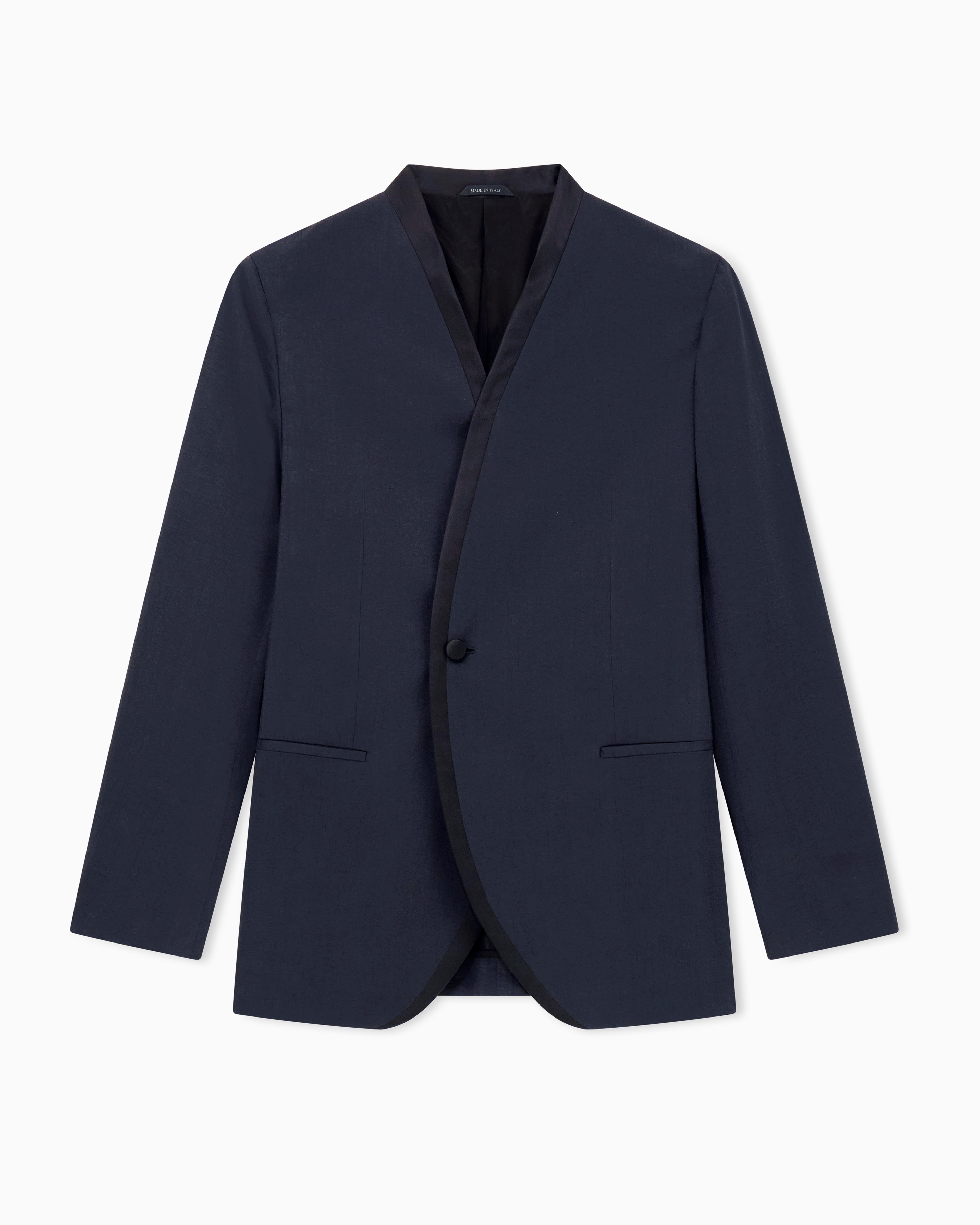 Giorgio Armani Men's Black Upton Line Washed Silk And Linen Blend Tuxedo Jacket