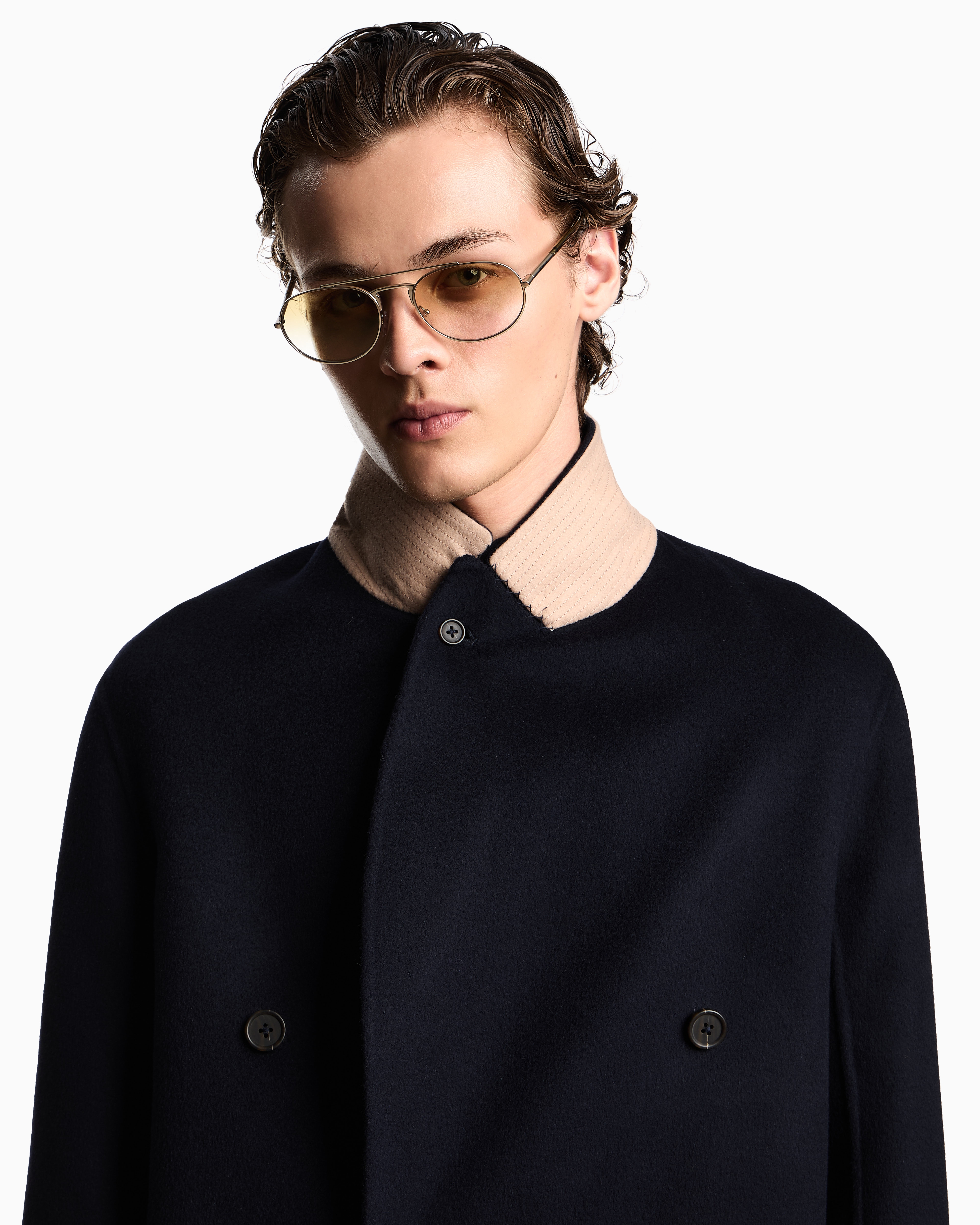 Emporio Armani - Double-breasted blazer wool cloth, Man, Navy Blue, Size: