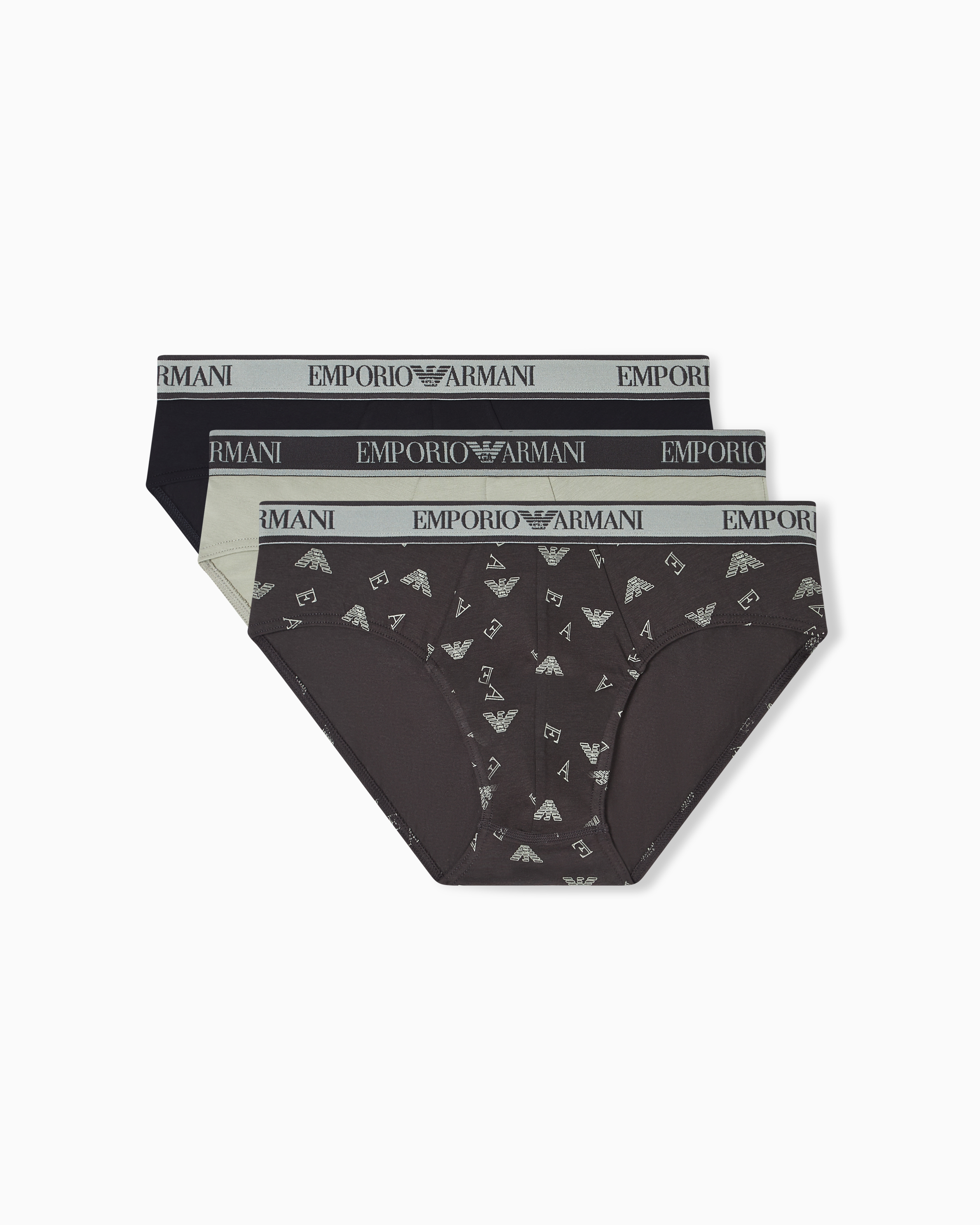 Three-pack of briefs with Core logo waistband | Emporio Armani