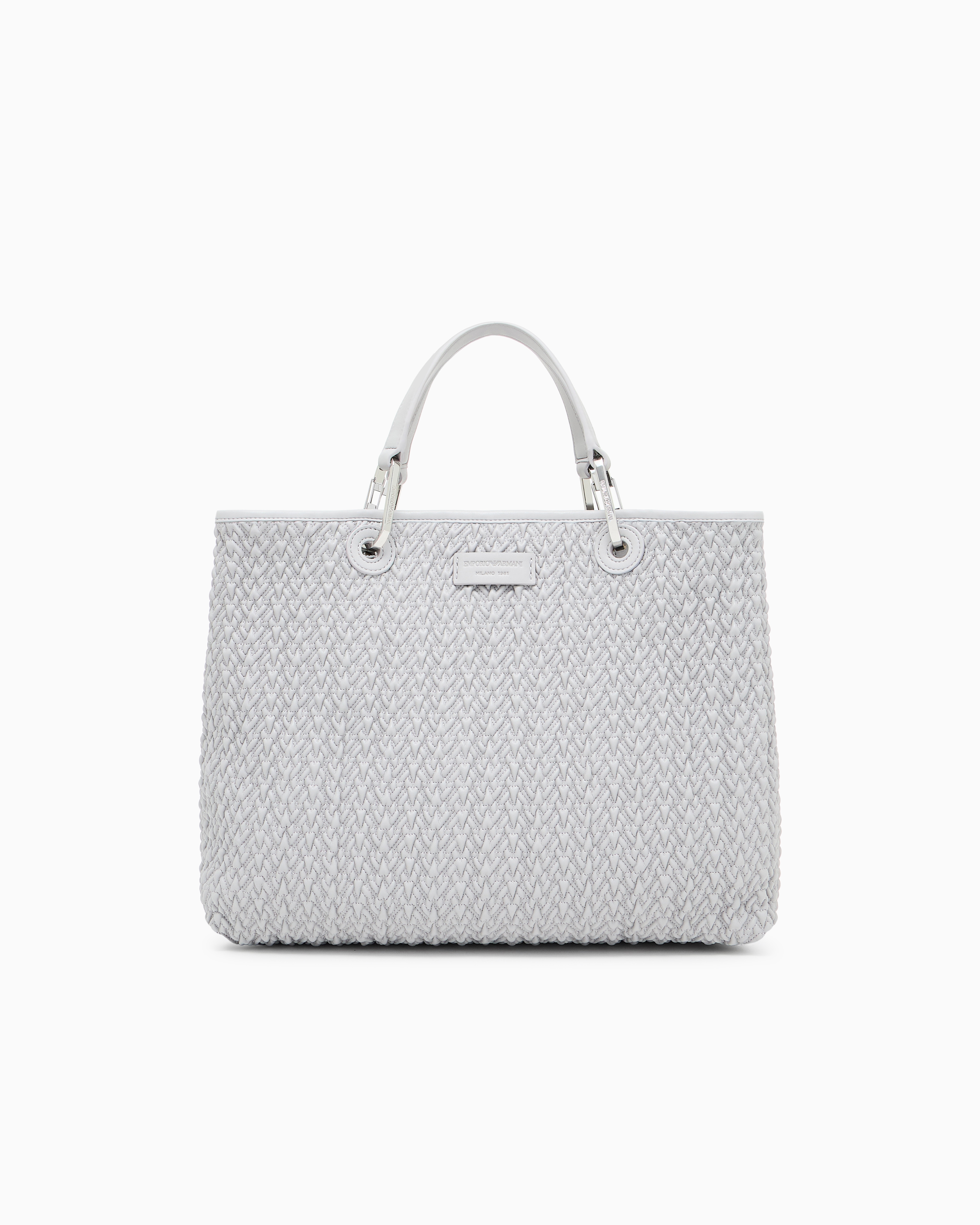 Emporio Armani - Quilted-effect medium MyEA shopper bag, Woman, Grey, Size: TU