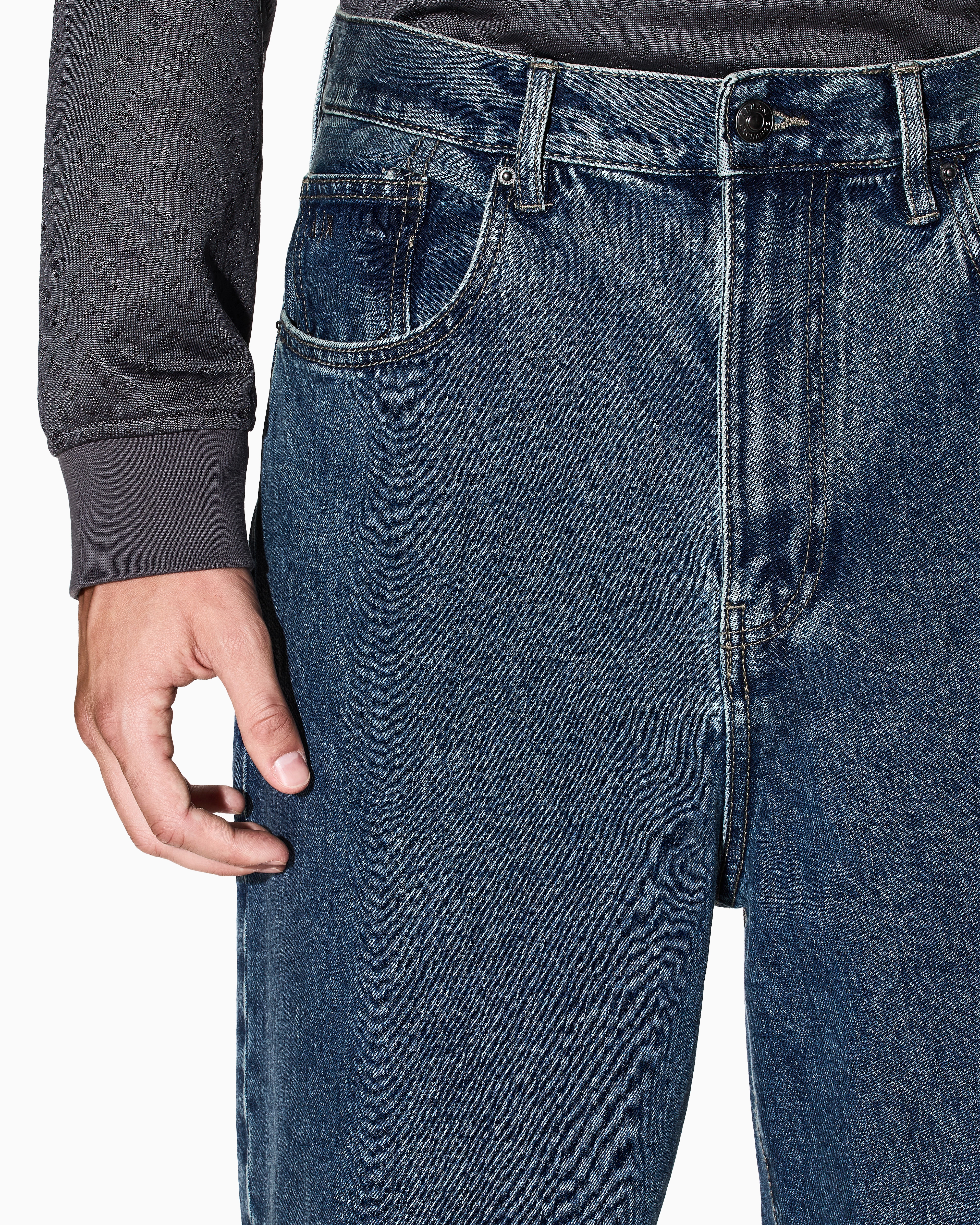 Armani Exchange - Loose Jeans, Man, Blue, Size: