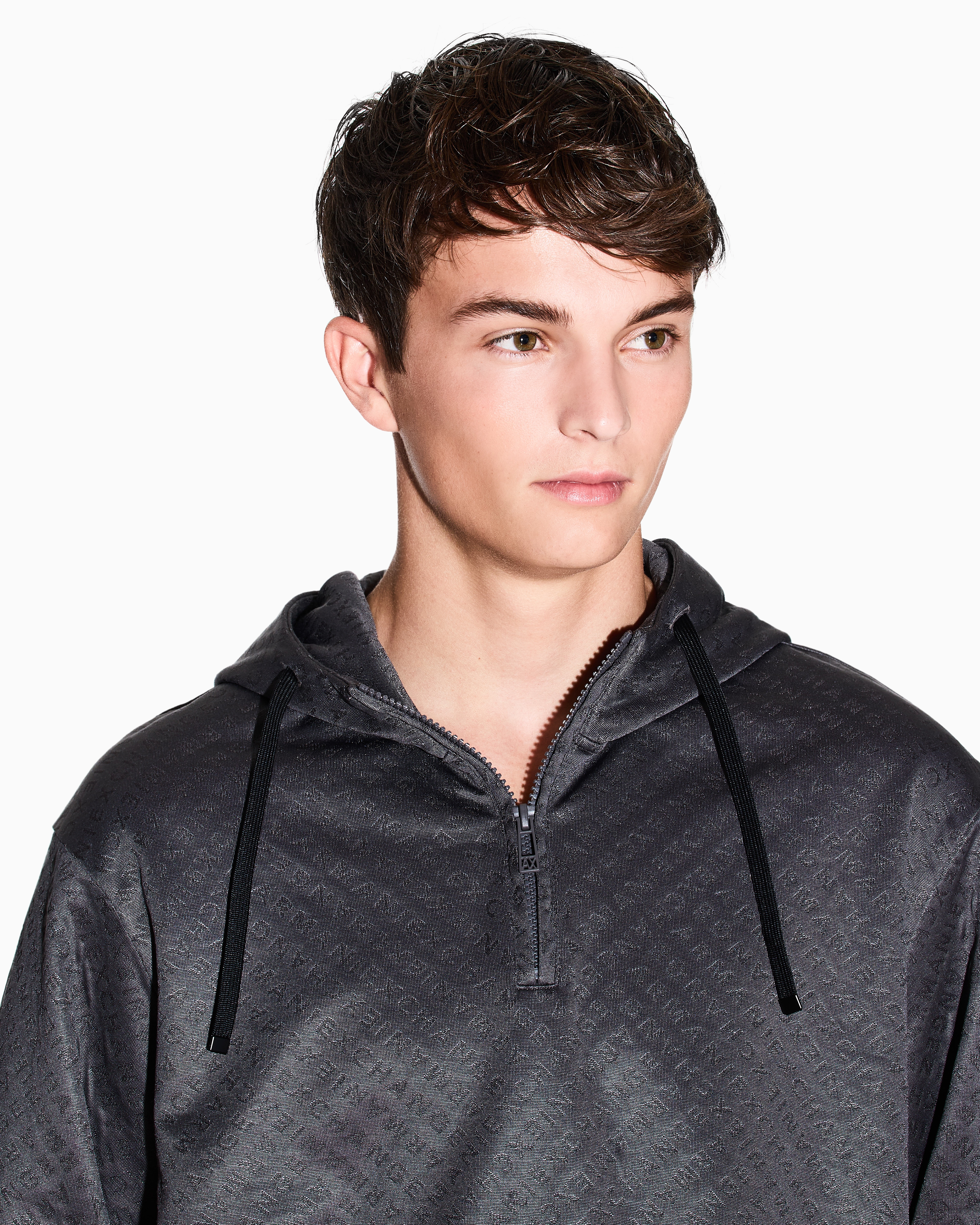 Armani Exchange - Micro texture hoodie, Man, Grey, Size: