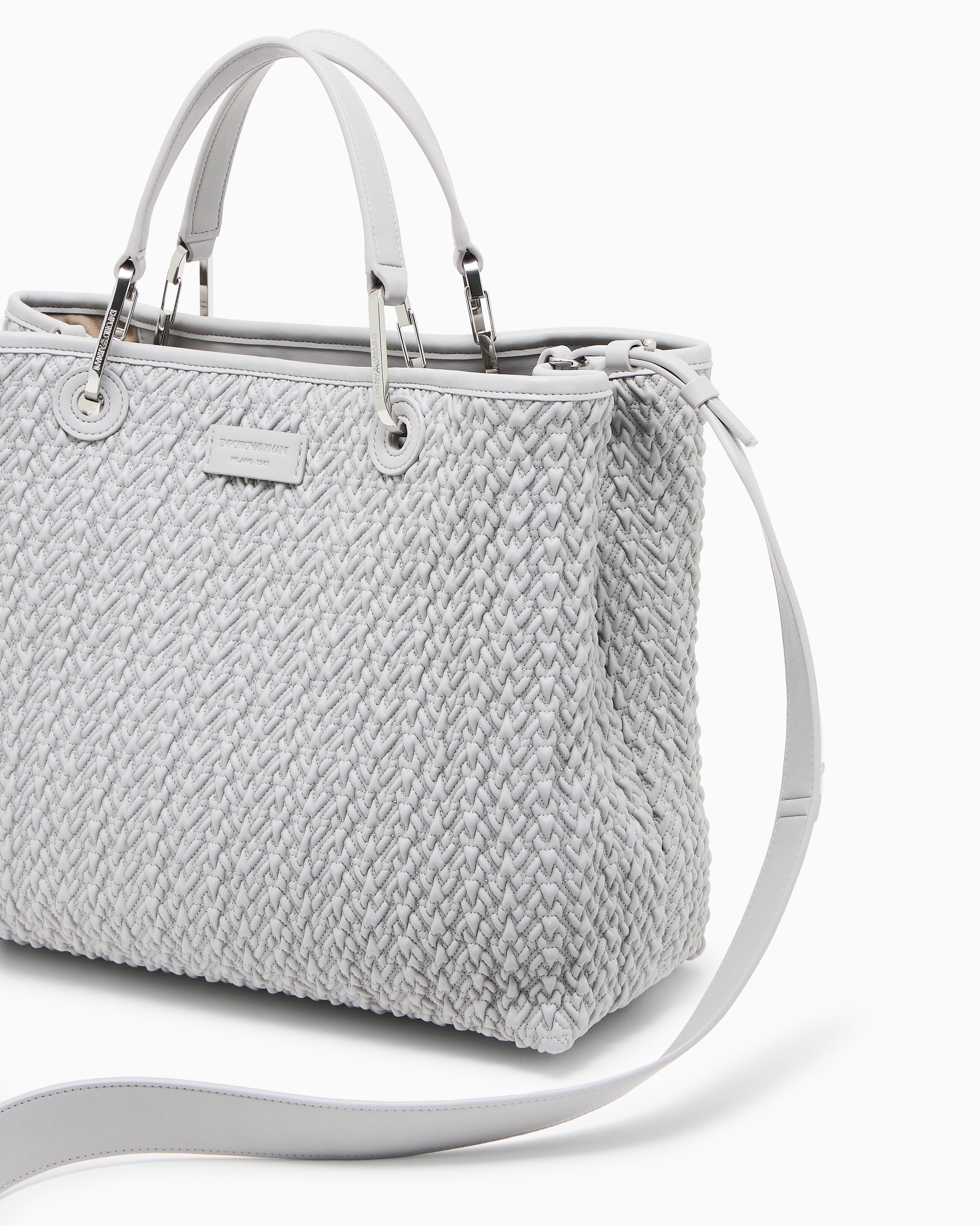 Emporio Armani - Quilted-effect medium MyEA shopper bag, Woman, Grey, Size: TU