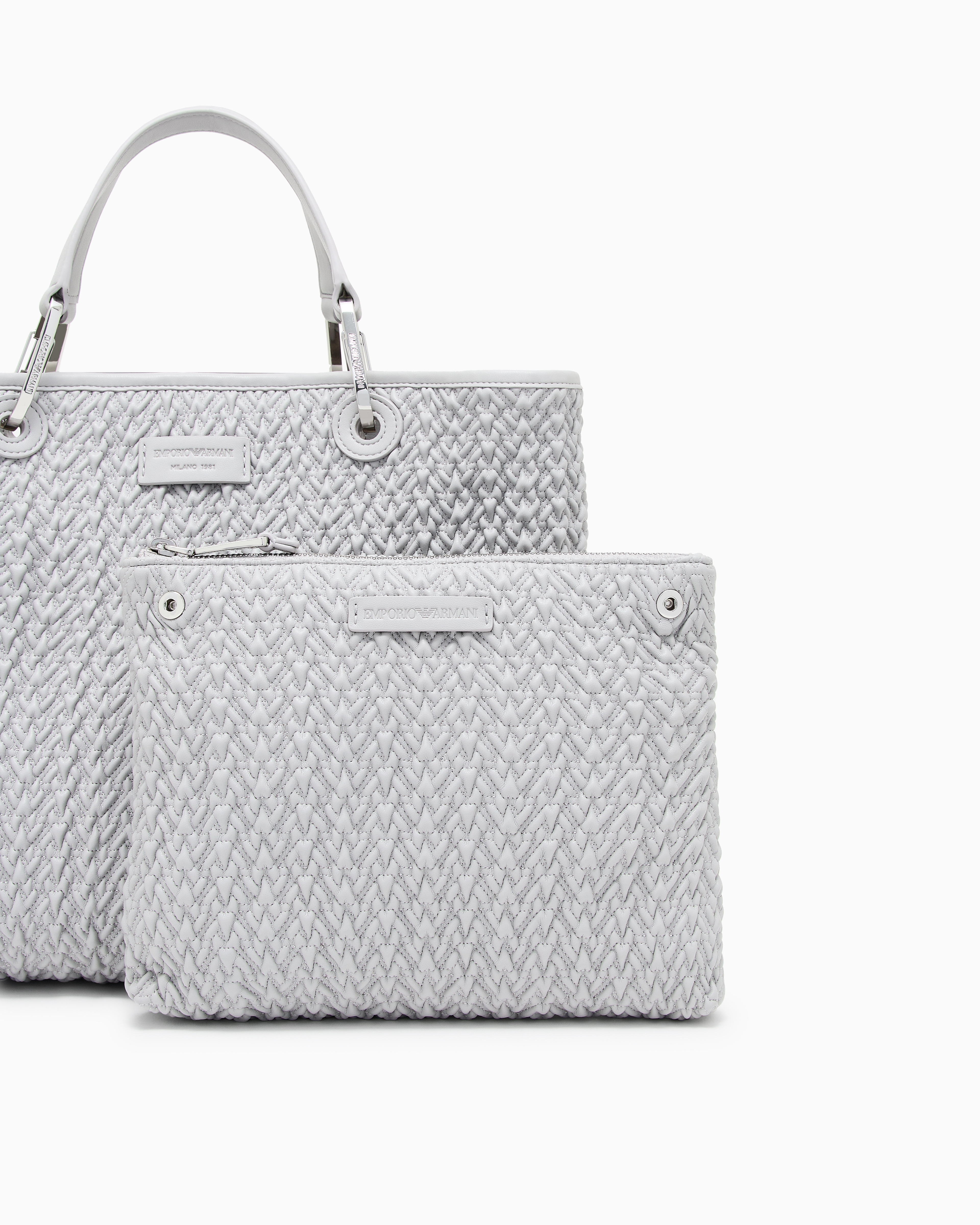 Emporio Armani - Quilted-effect medium MyEA shopper bag, Woman, Grey, Size: TU