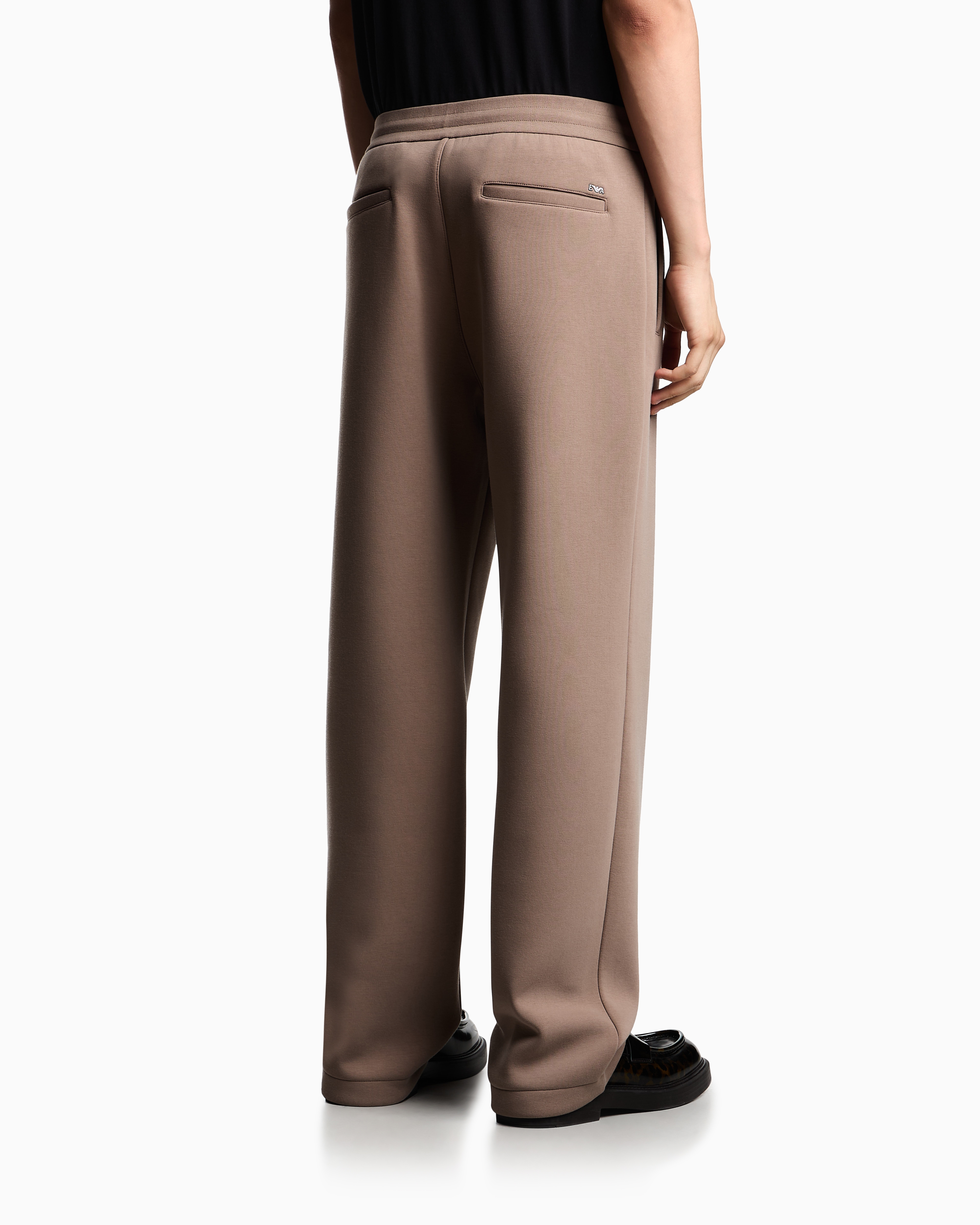 Emporio Armani - ASV Lyocell-blend bonded-jersey joggers, Man, Beige, Size: