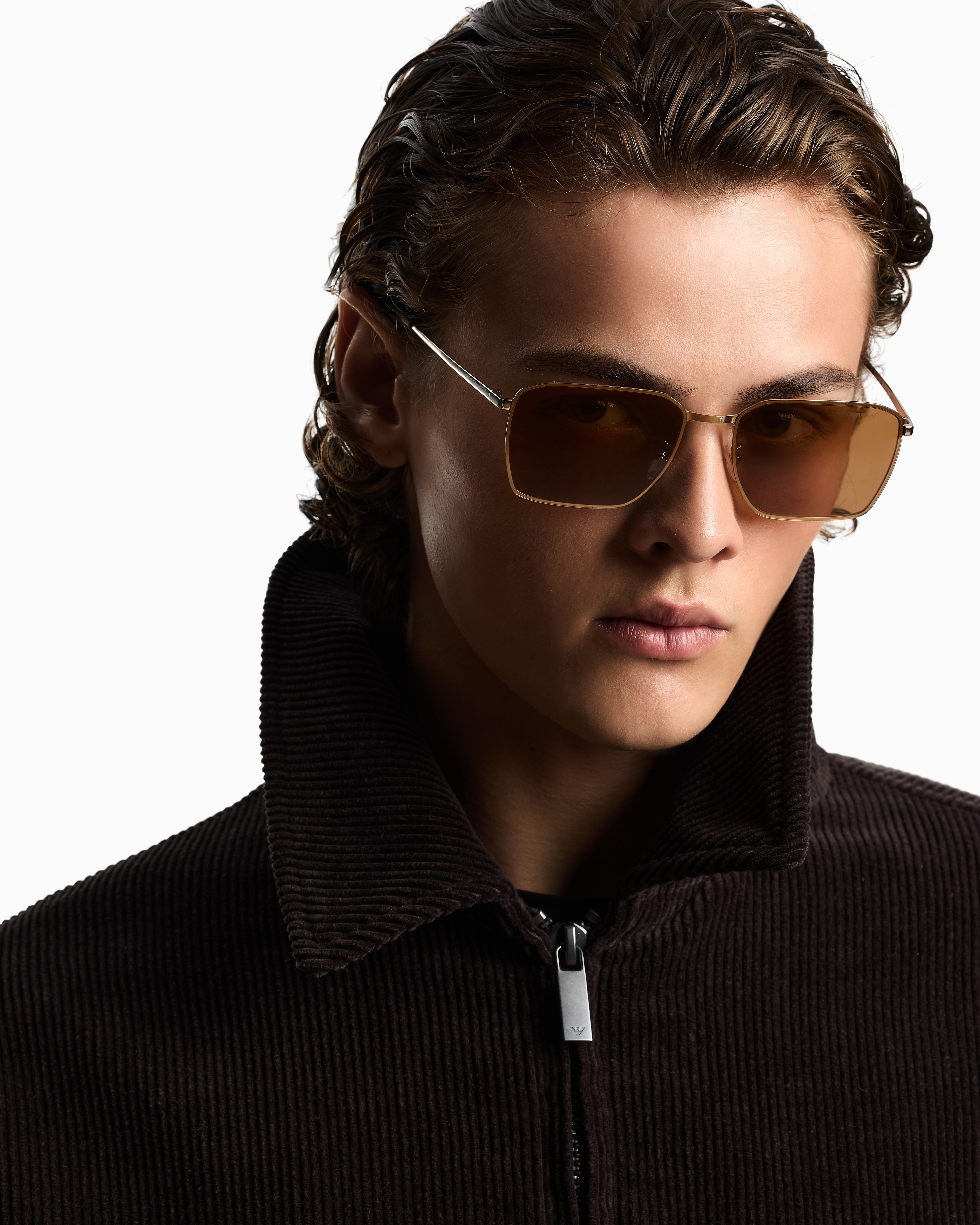 Emporio Armani - Men’s square sunglasses, Man, Gold, Size: 60L