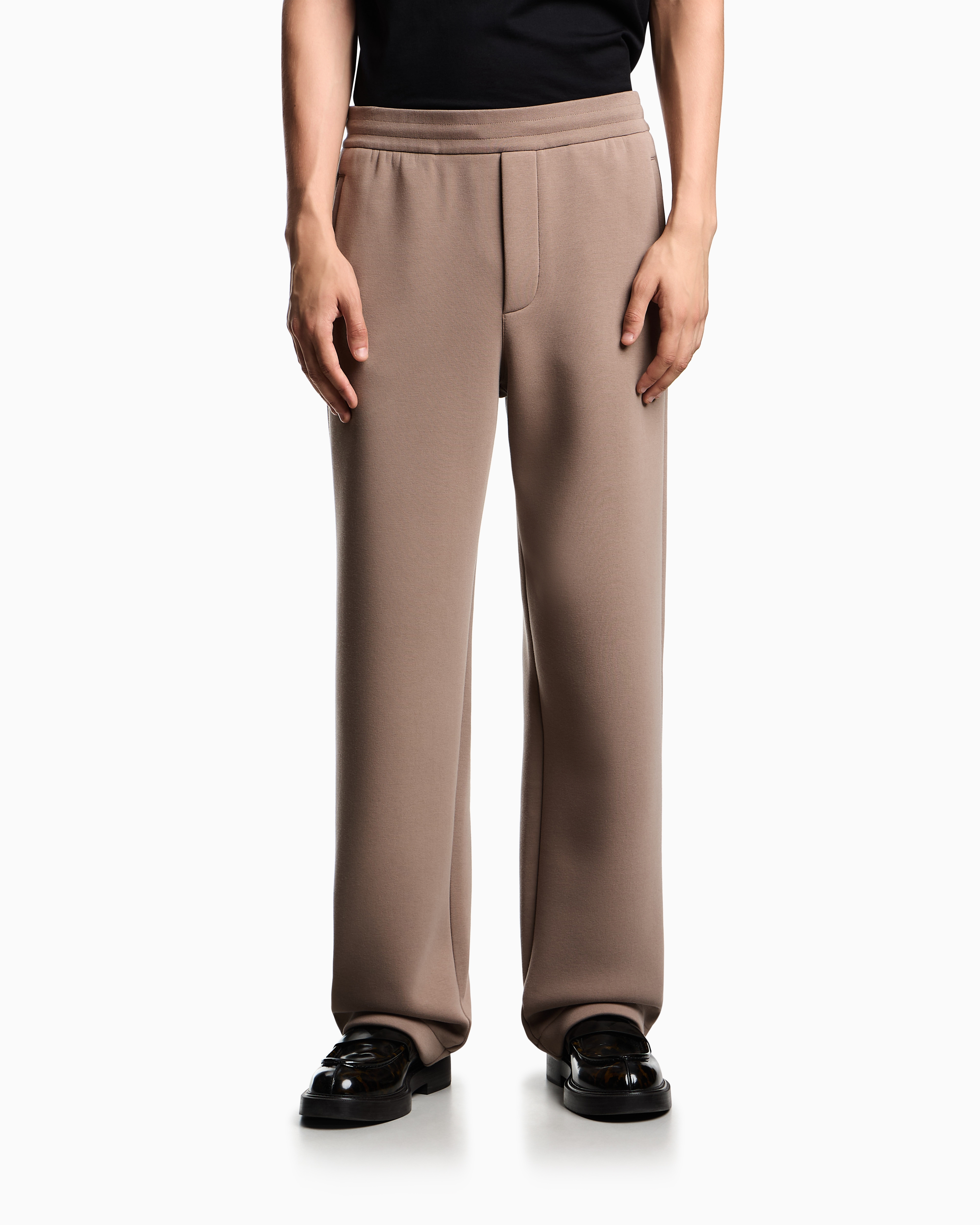Emporio Armani - ASV Lyocell-blend bonded-jersey joggers, Man, Beige, Size: